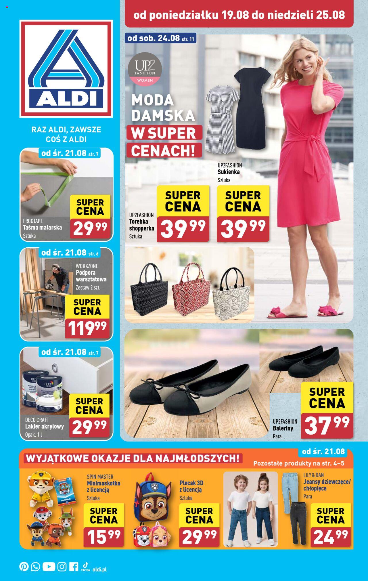 Aldi Artykuły przemysłowe i tekstylia Gazetka ważna od 19.08.2024 do 25.08.2024 strona 1