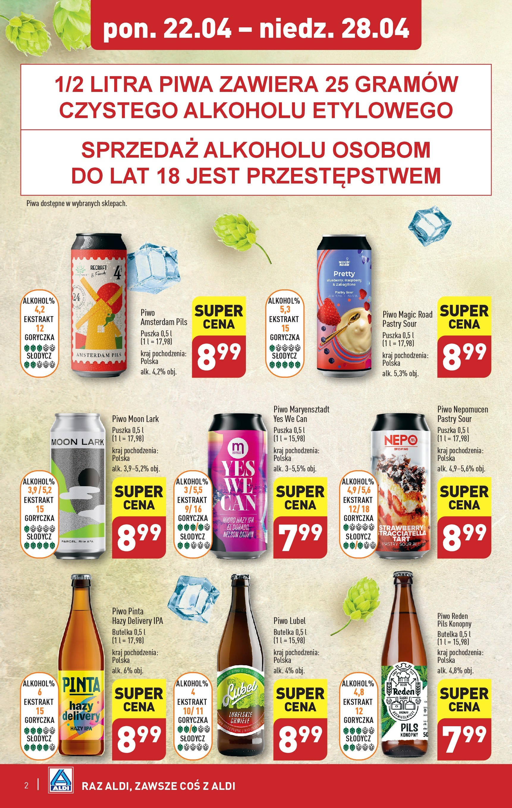 Aldi Festiwal piwa w super cenach Gazetka ważna od 22.04.2024 do 28.04.2024 strona 2