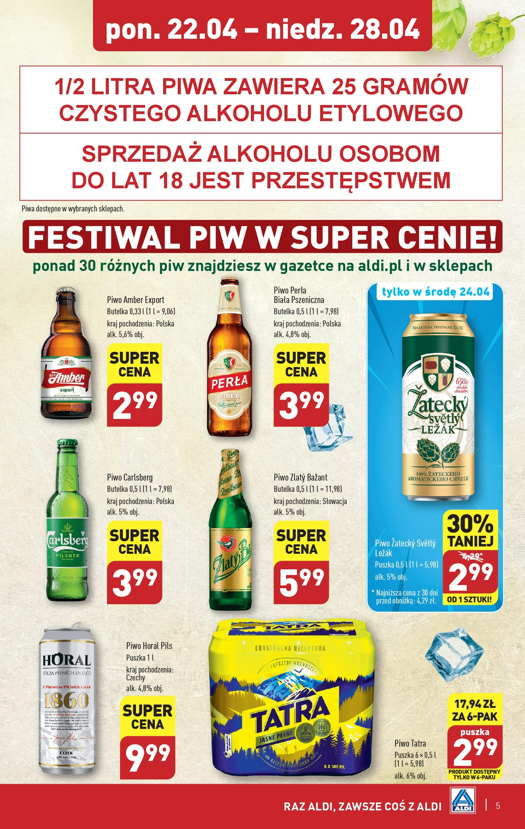 Aldi Festiwal piwa w super cenach Gazetka ważna od 22.04.2024 do 28.04.2024 strona 5
