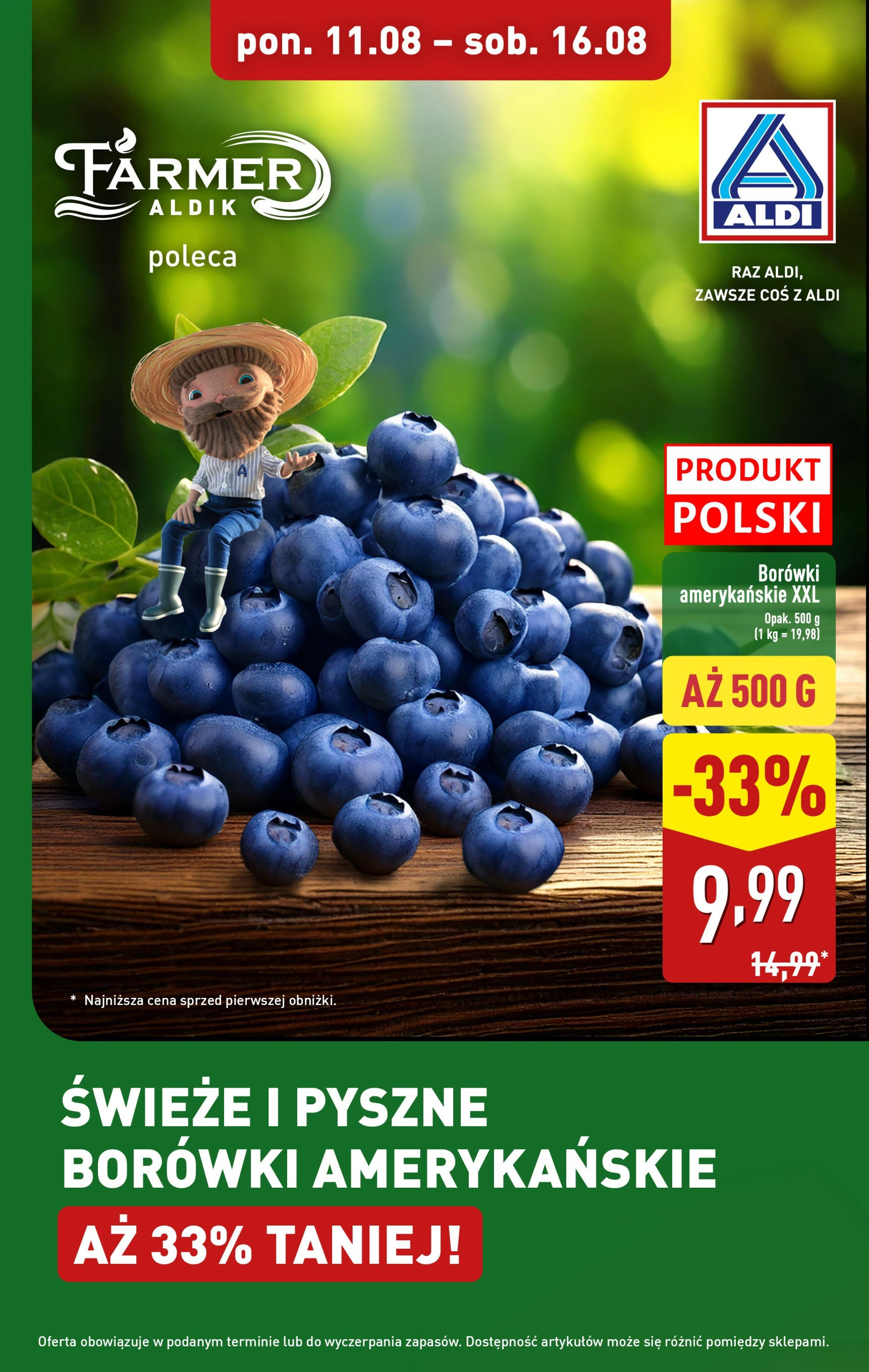 Aldi Promocja Borówki Gazetka  ważna od 11.08.2025 do 16.08.2025 strona 1