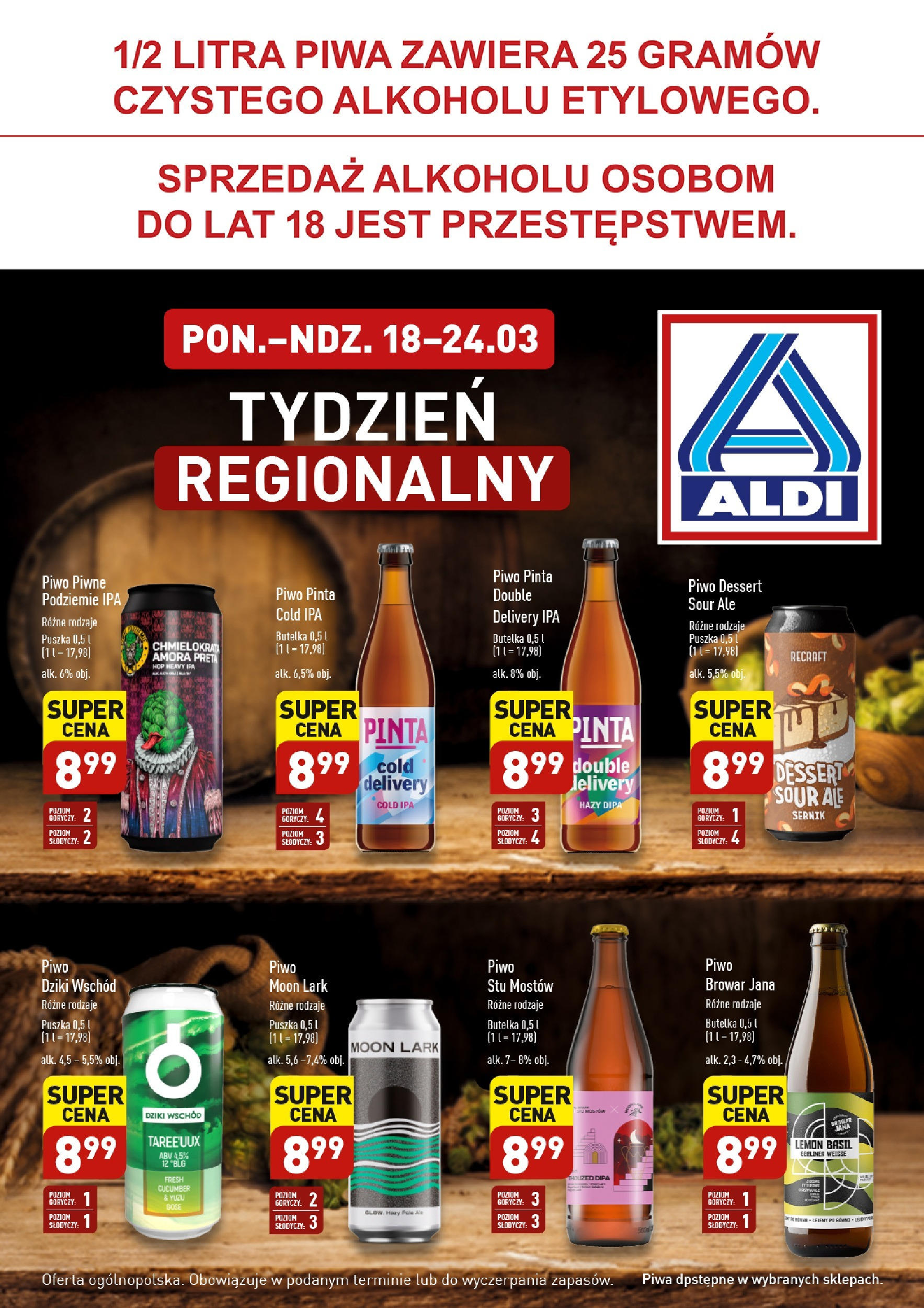 Aldi Promocja piwo Gazetka ważna od  18.03.2024 do 24.03.2024 strona 1