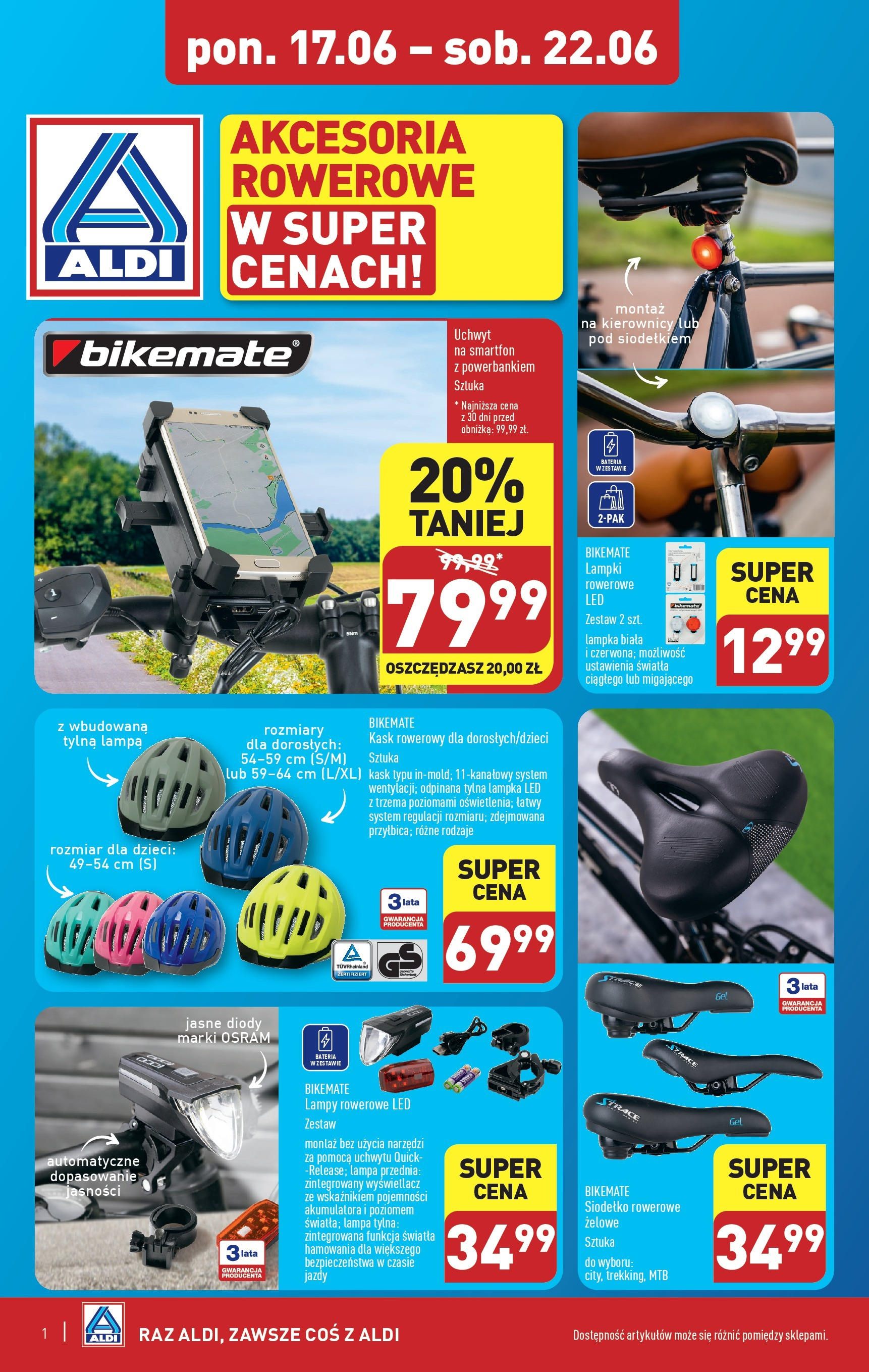 Aldi Promocja Rower Gazetka ważna od 17.06.2024 do 22.06.2024 strona 1