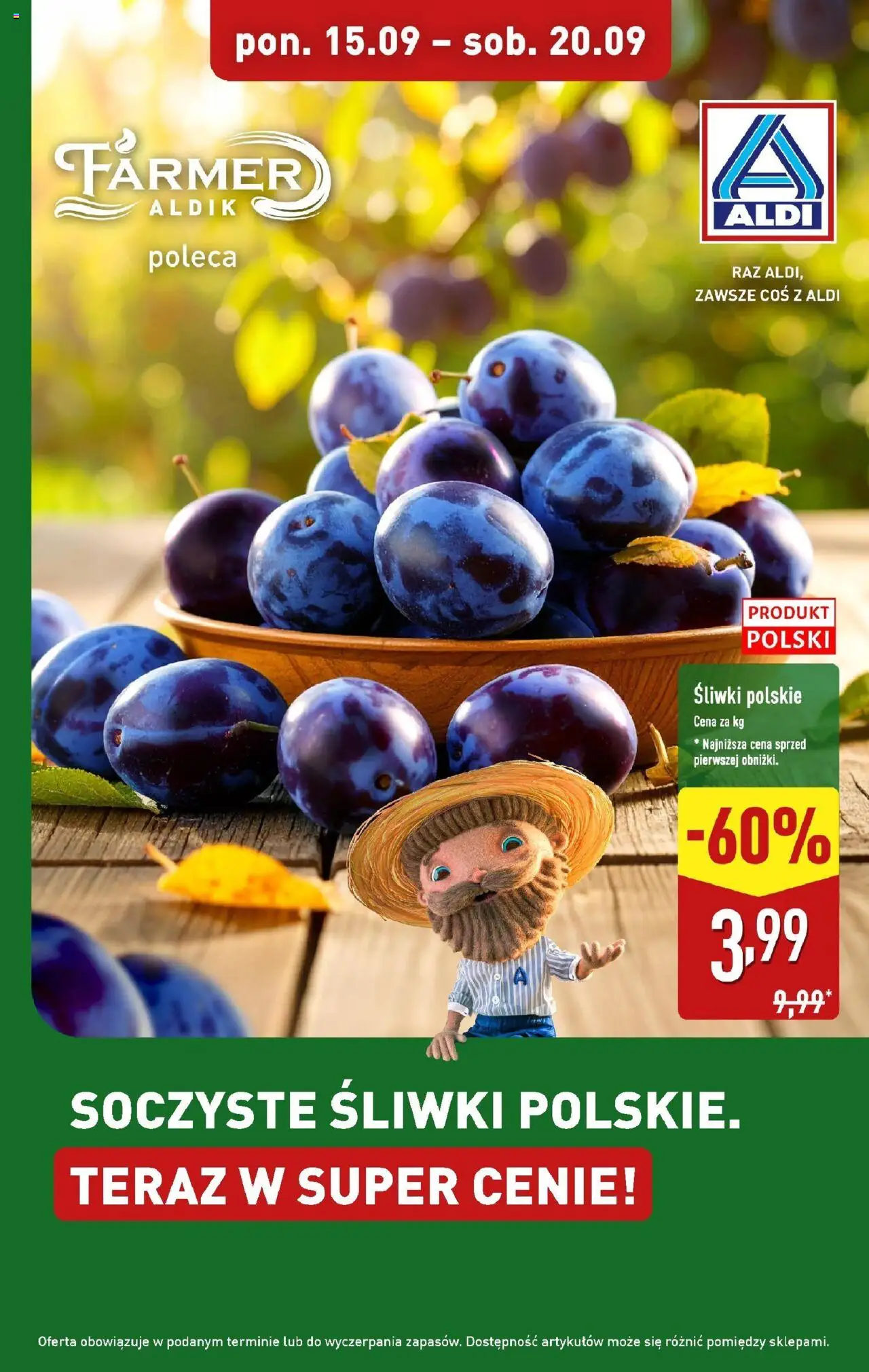 Aldi Promocja soczyste śliwki Gazetka ważna od 15.09.2025 do 20.09.2025 strona 1