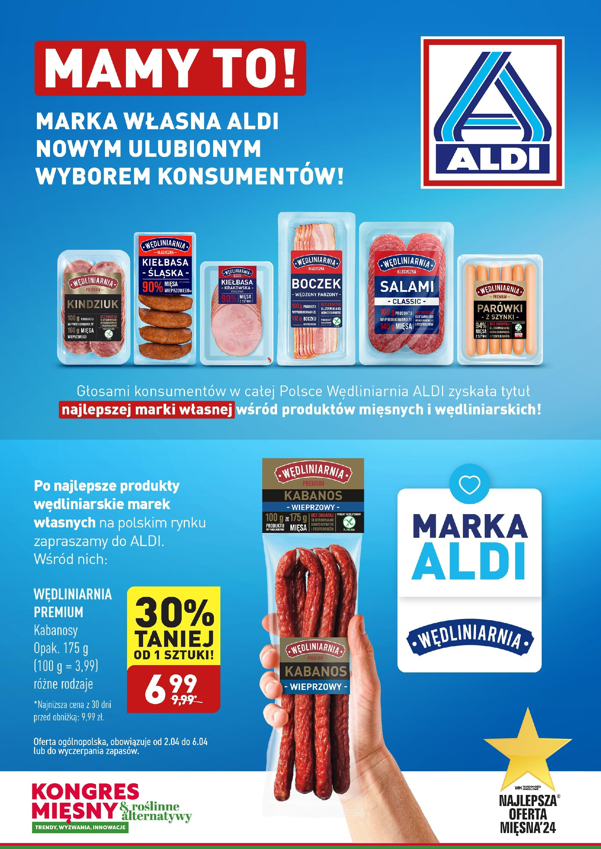 Aldi Promocja wędliny Gazetka ważna od 02.04.2024 do 06.04.2024 strona 1