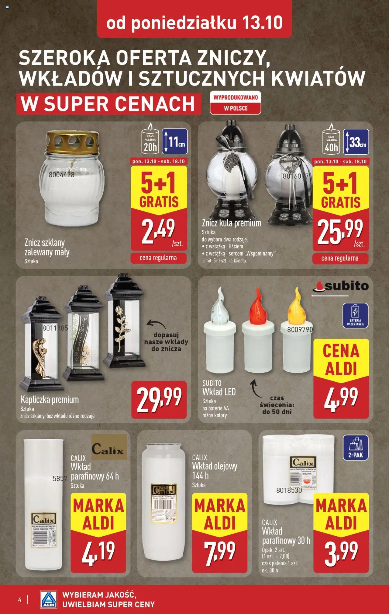 Aldi Światełko pamięci Gazetka ważna od 13.10.2025 do 18.10.2025 strona 4