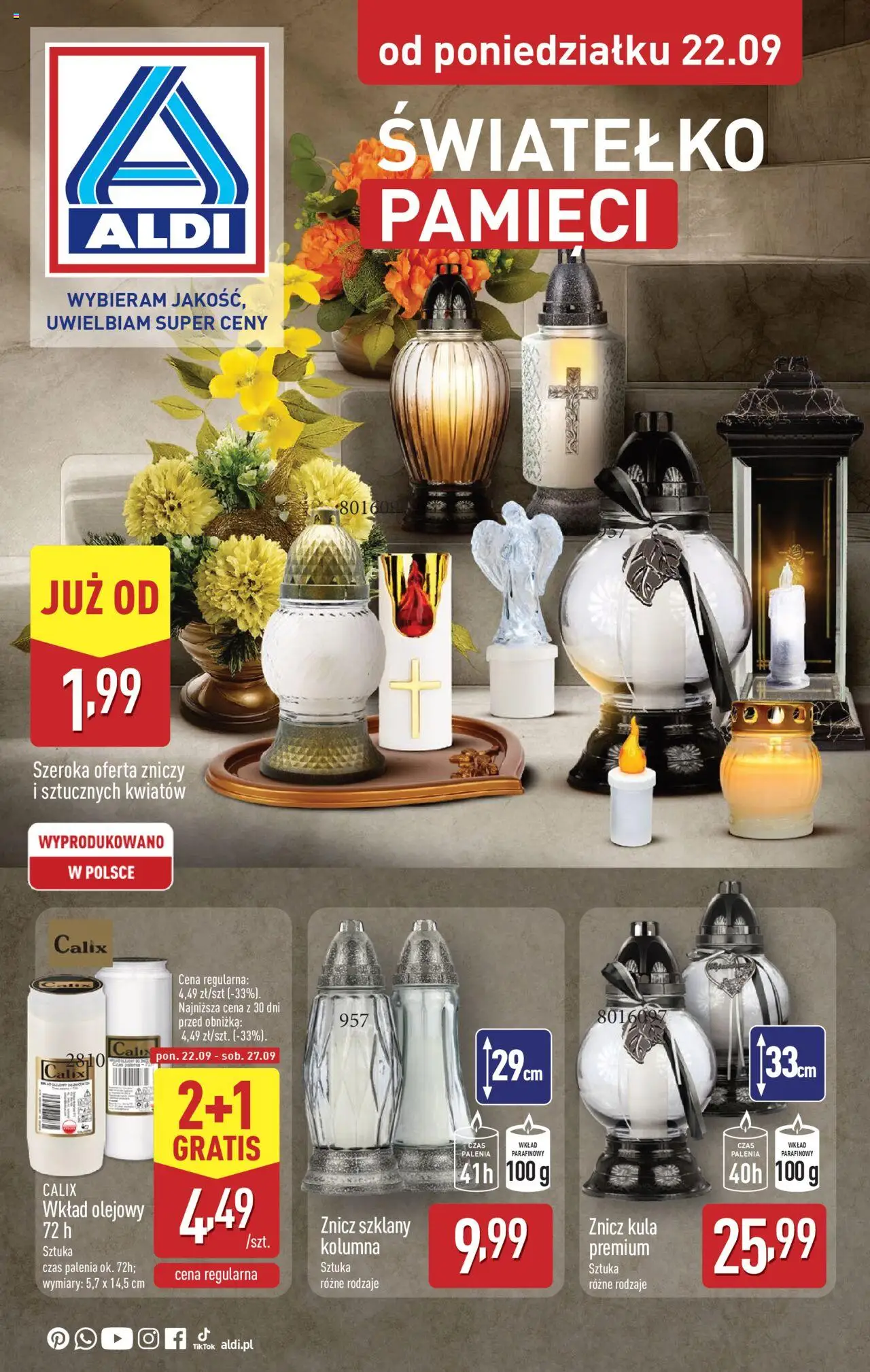 Aldi Światełko pamięci Gazetka ważna od 22.09.2025 do 27.09.2025 strona 1
