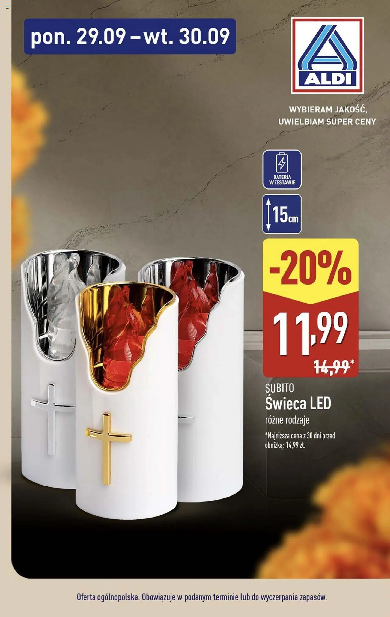 Aldi Znicze i wkłady w super cenach Gazetka ważna od  29.09.2025 do 30.09.2025 strona 3