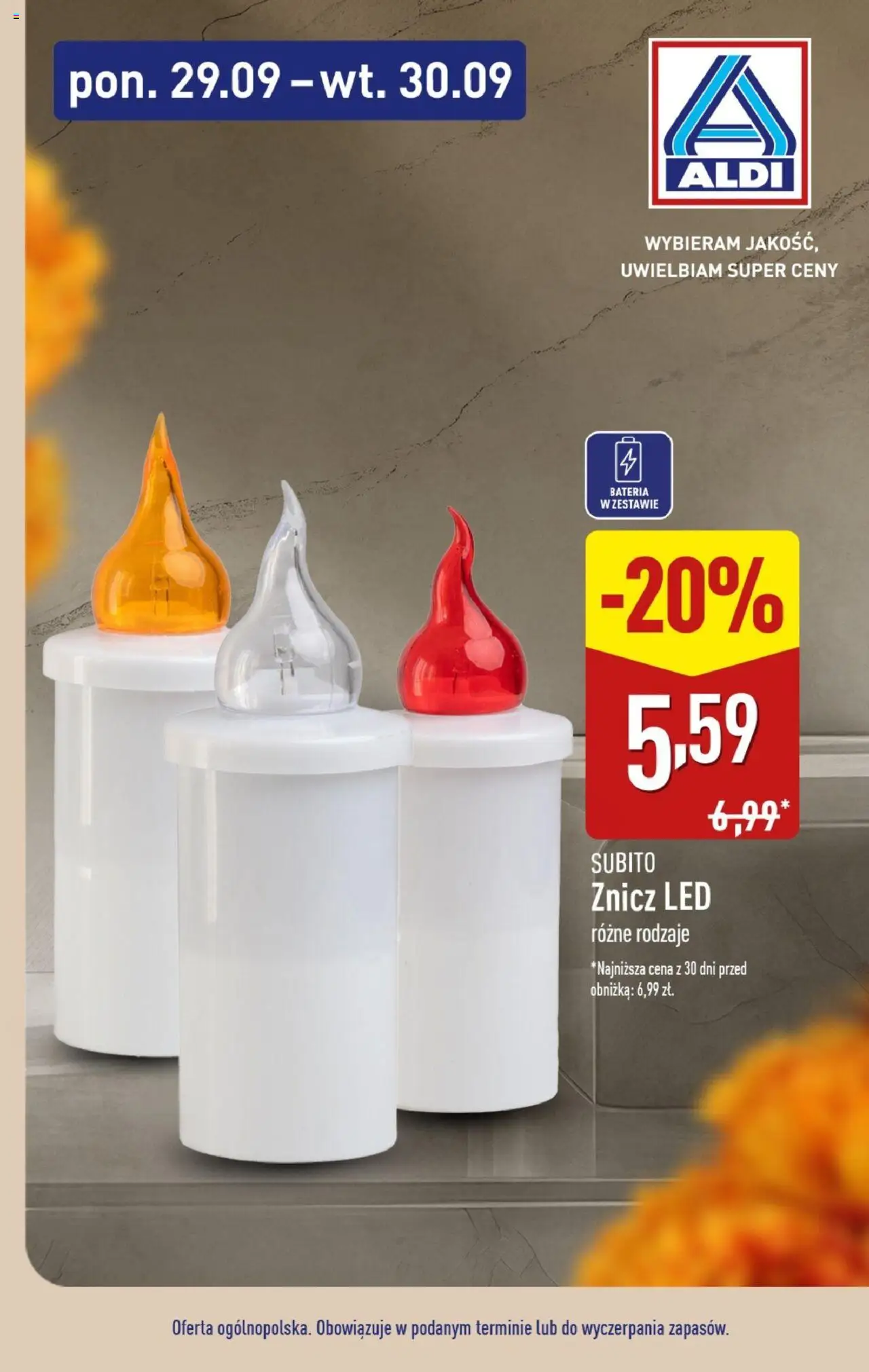Aldi Znicze i wkłady w super cenach Gazetka ważna od  29.09.2025 do 30.09.2025 strona 8
