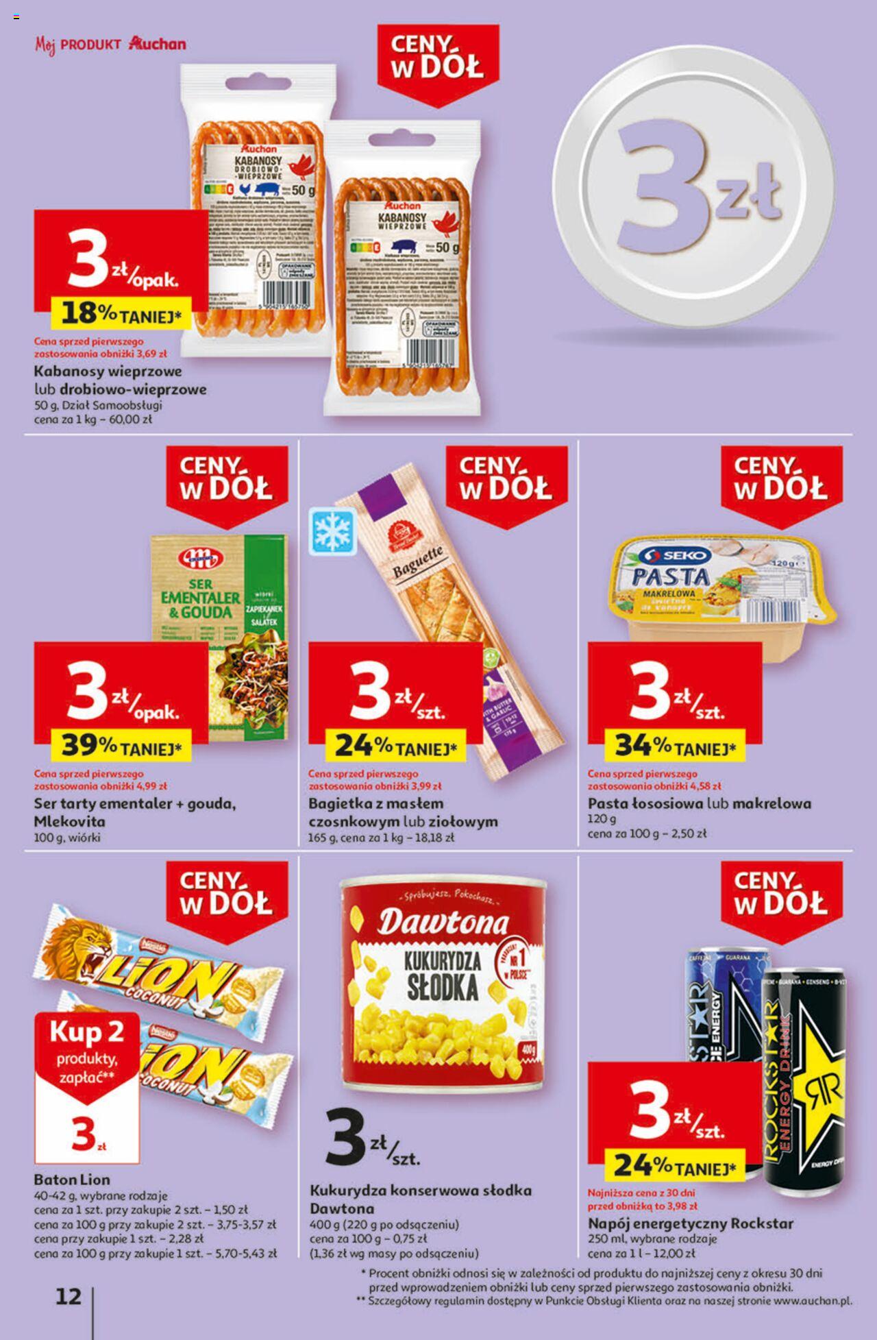 Auchan Ceny w dół Część 1 Hipermarket Gazetka ważna od 03.01.2024 do 10.01.2024 strona 12
