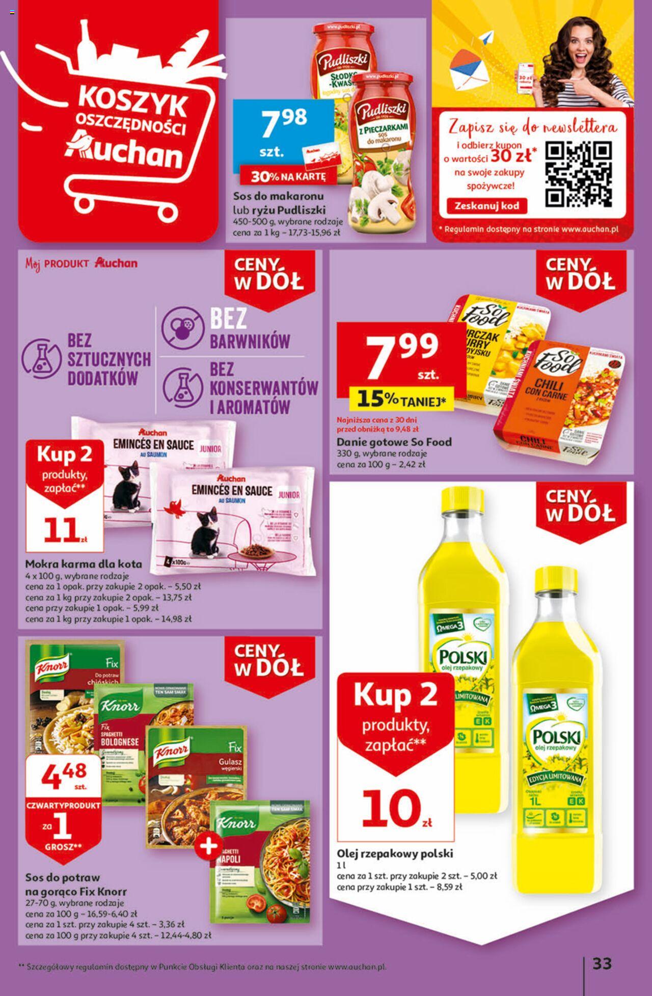 Auchan Ceny w dół Część 1 Hipermarket Gazetka ważna od 03.01.2024 do 10.01.2024 strona 33
