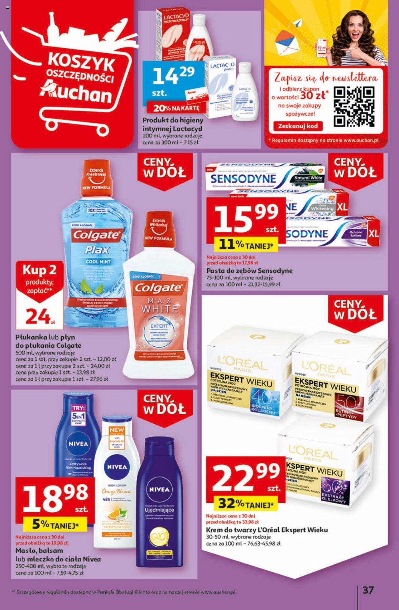Auchan Ceny w dół Część 1 Hipermarket Gazetka ważna od 03.01.2024 do 10.01.2024 strona 37