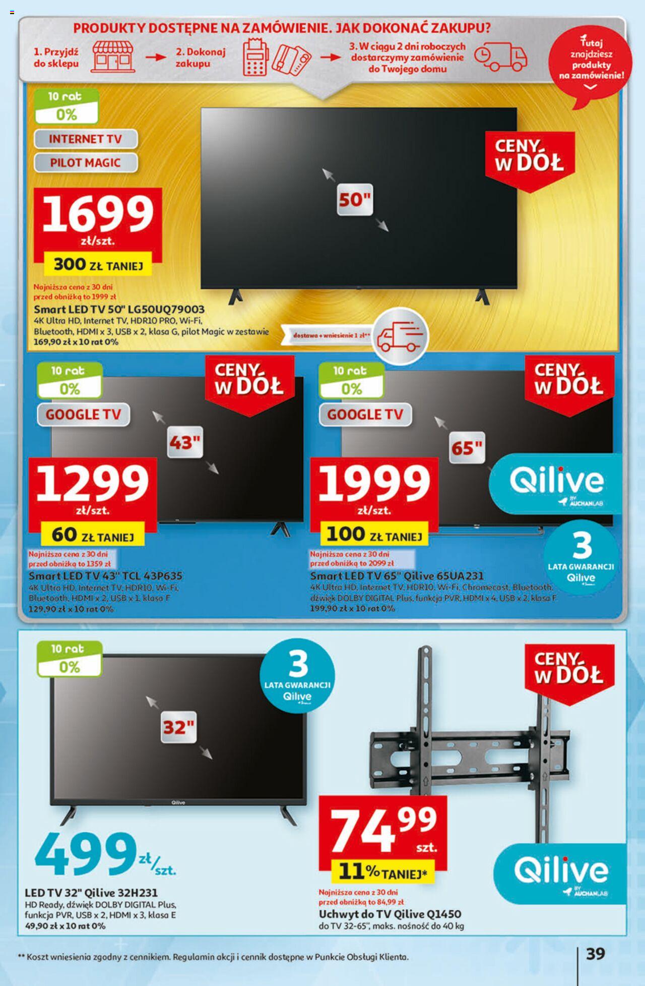 Auchan Ceny w dół Część 1 Hipermarket Gazetka ważna od 03.01.2024 do 10.01.2024 strona 39