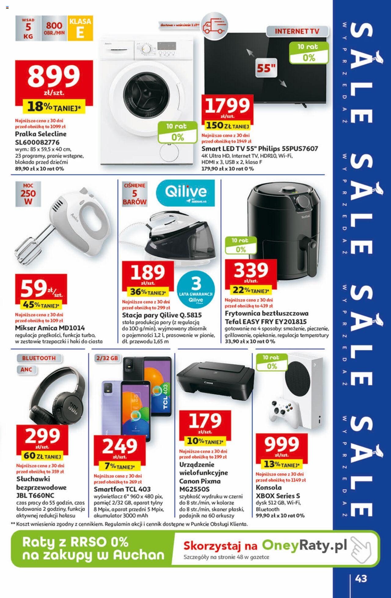 Auchan Ceny w dół Część 1 Hipermarket Gazetka ważna od 03.01.2024 do 10.01.2024 strona 43