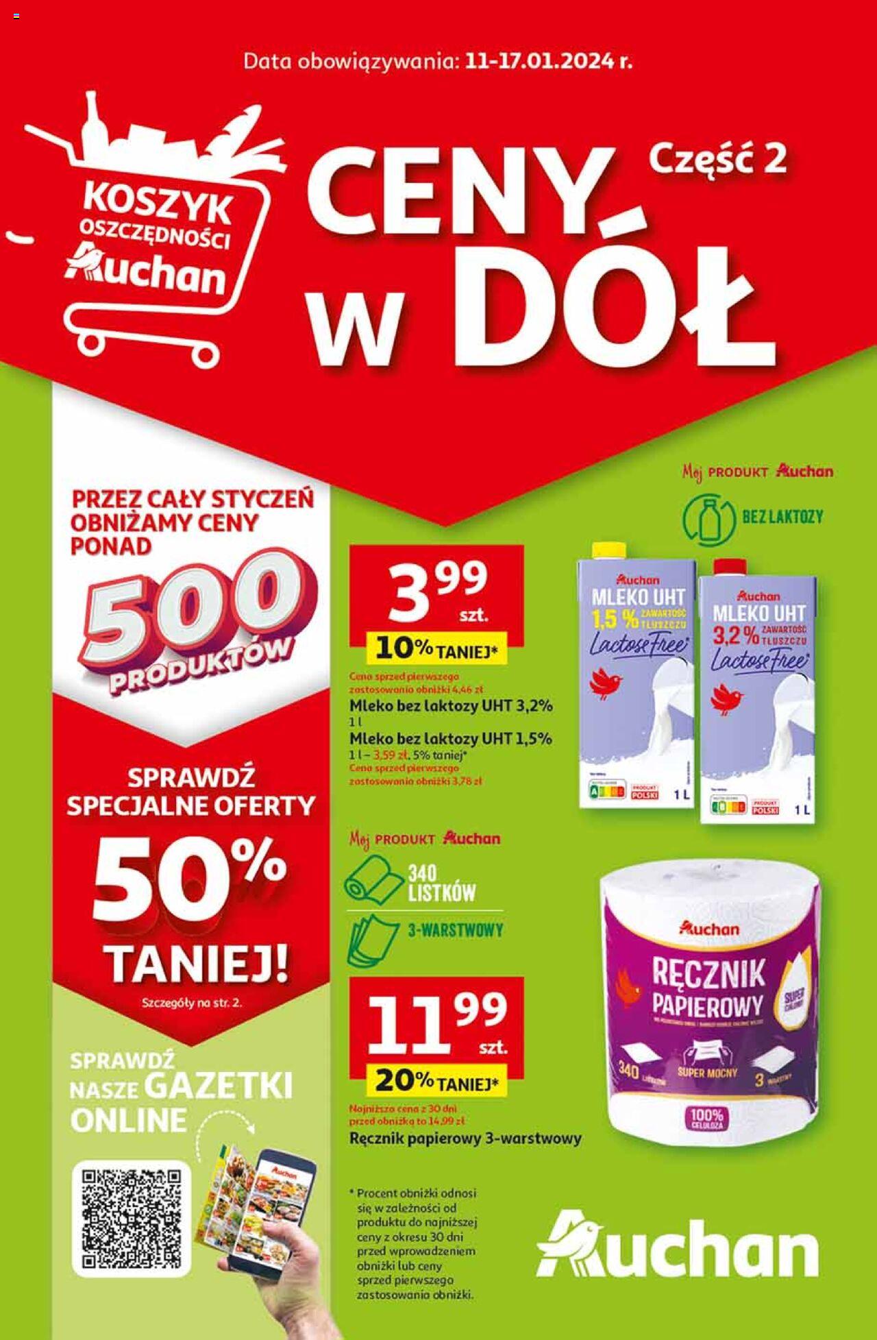 Auchan Ceny w dół Część 2 Hipermarket Gazetka ważna od 11.01.2024 do 17.01.2024 strona 1