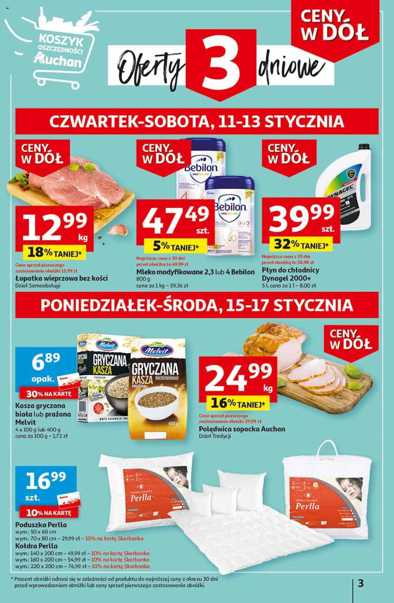 Auchan Ceny w dół Część 2 Hipermarket Gazetka ważna od 11.01.2024 do 17.01.2024 strona 3