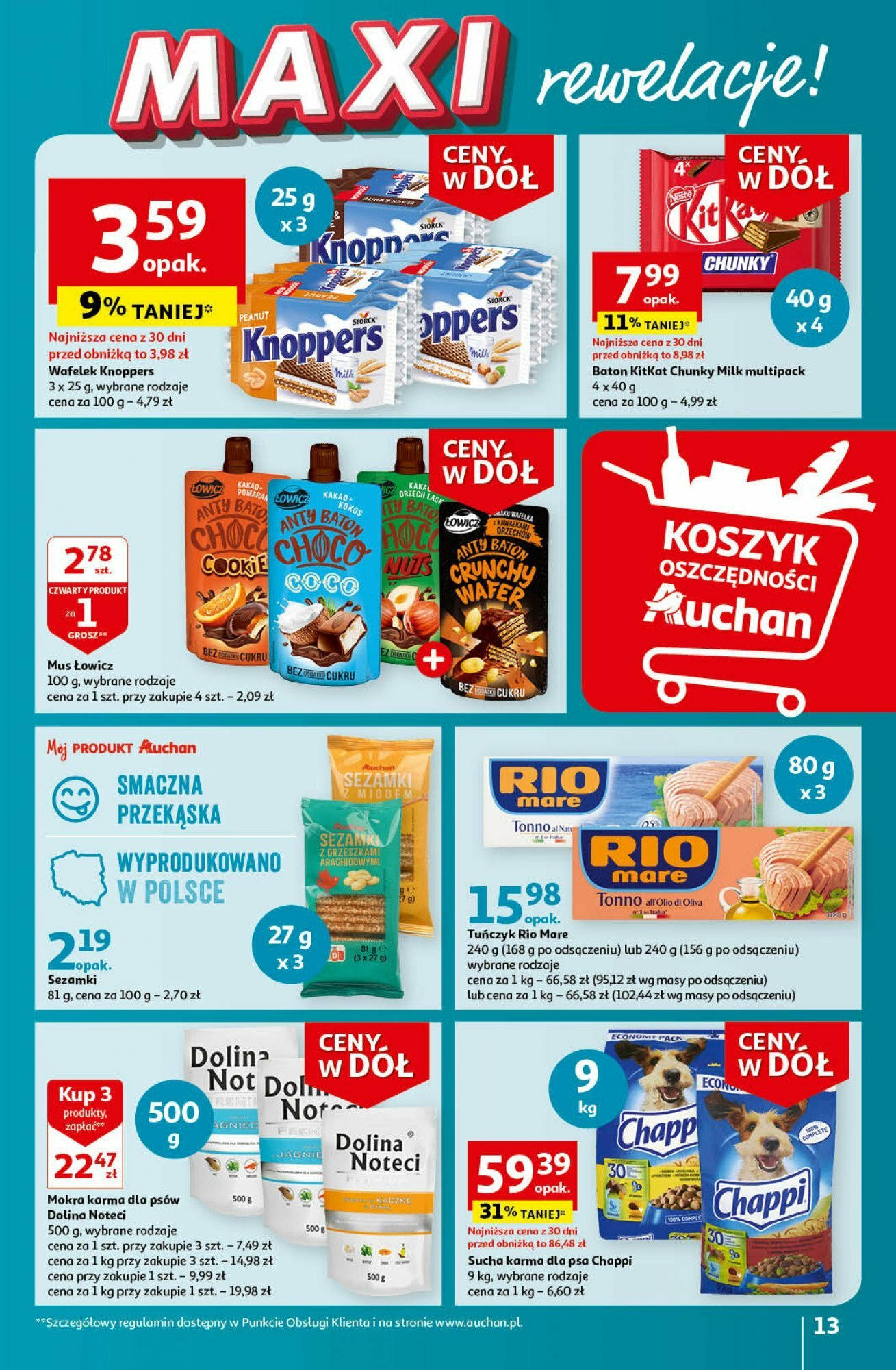 Auchan Ceny w dół Część 3 Hipermarket Gazetka ważna od 18.01.2024 do 24.01.2024 strona 13