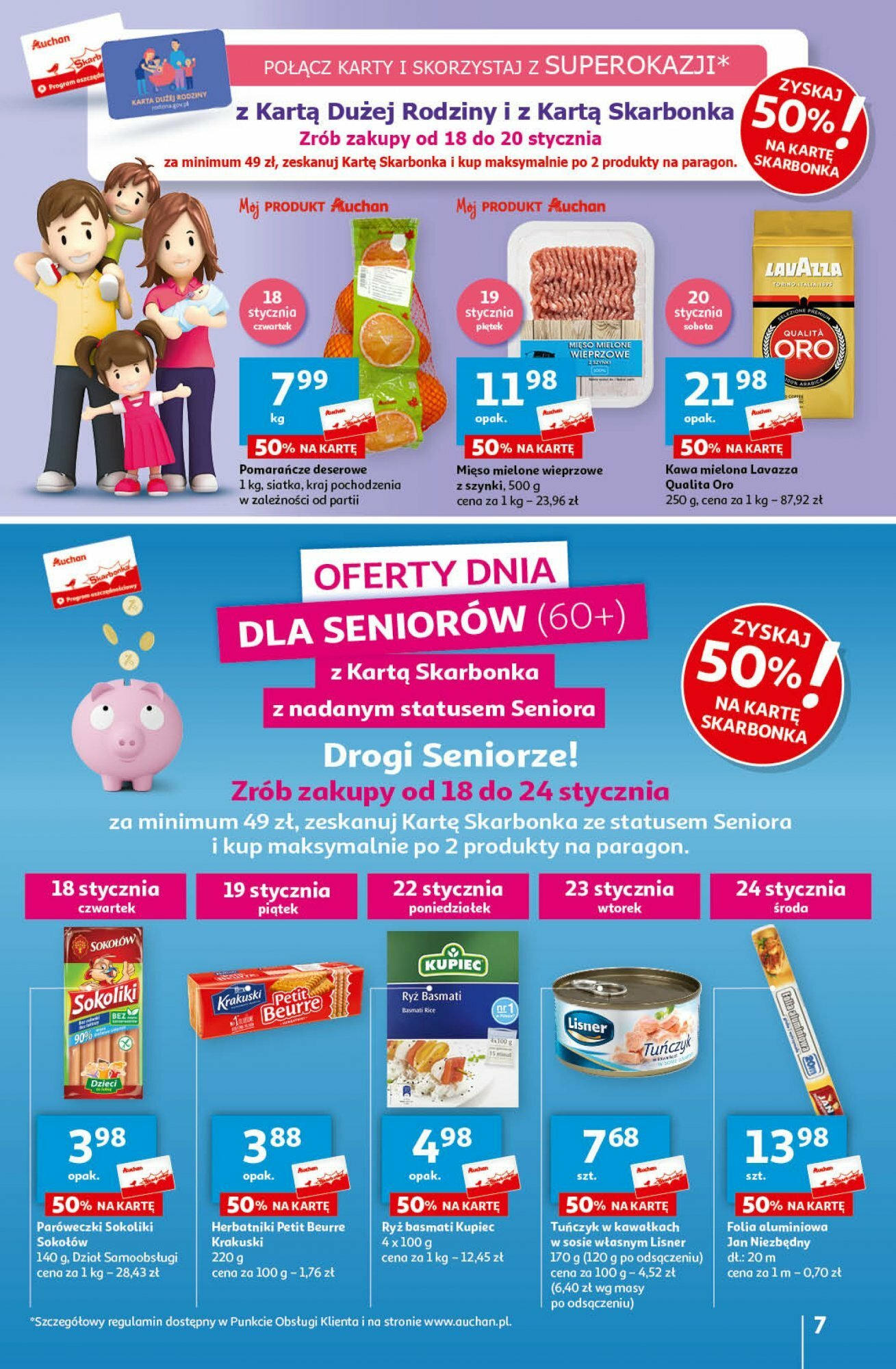 Auchan Ceny w dół Część 3 Hipermarket Gazetka ważna od 18.01.2024 do 24.01.2024 strona 7