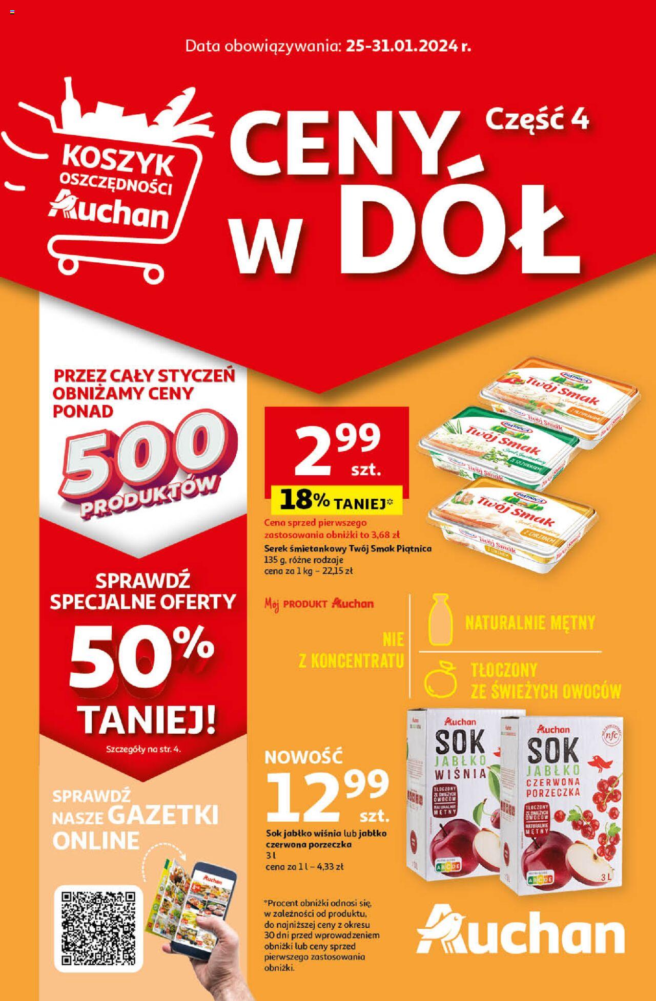 Auchan Ceny w dół Część 4 Hipermarket Gazetka ważna od 25.01.2024 do 31.01.2024 strona 1