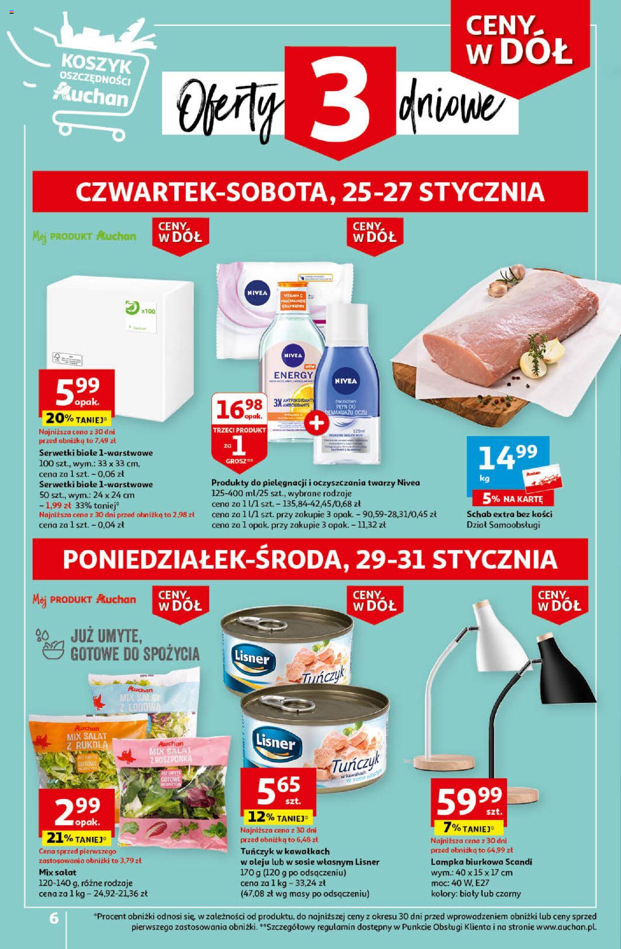 Auchan Ceny w dół Część 4 Hipermarket Gazetka ważna od 25.01.2024 do 31.01.2024 strona 6