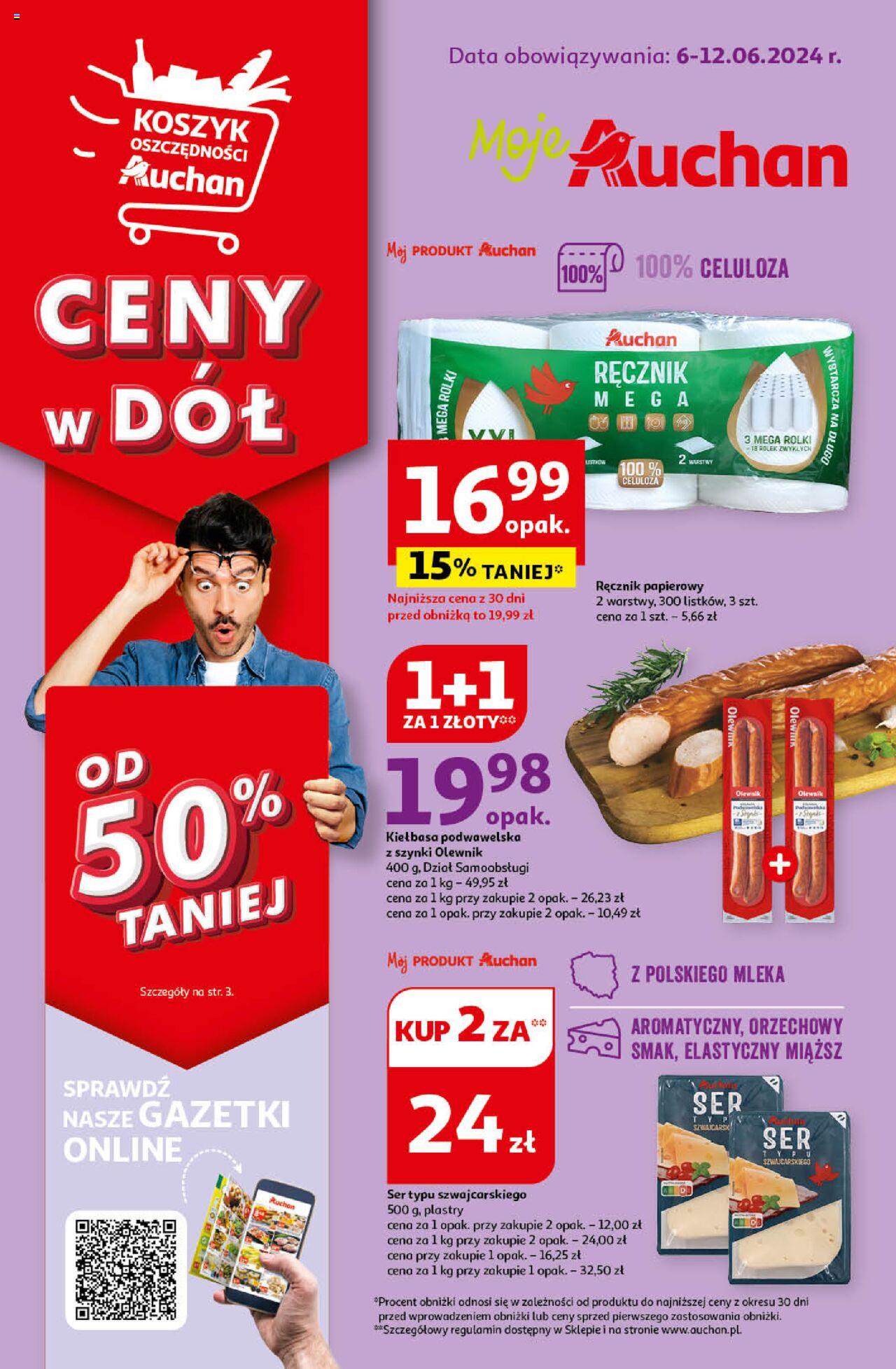 Auchan Ceny w dół Gazetka ważna od  06.06.2024 do 12.06.2024 strona 1