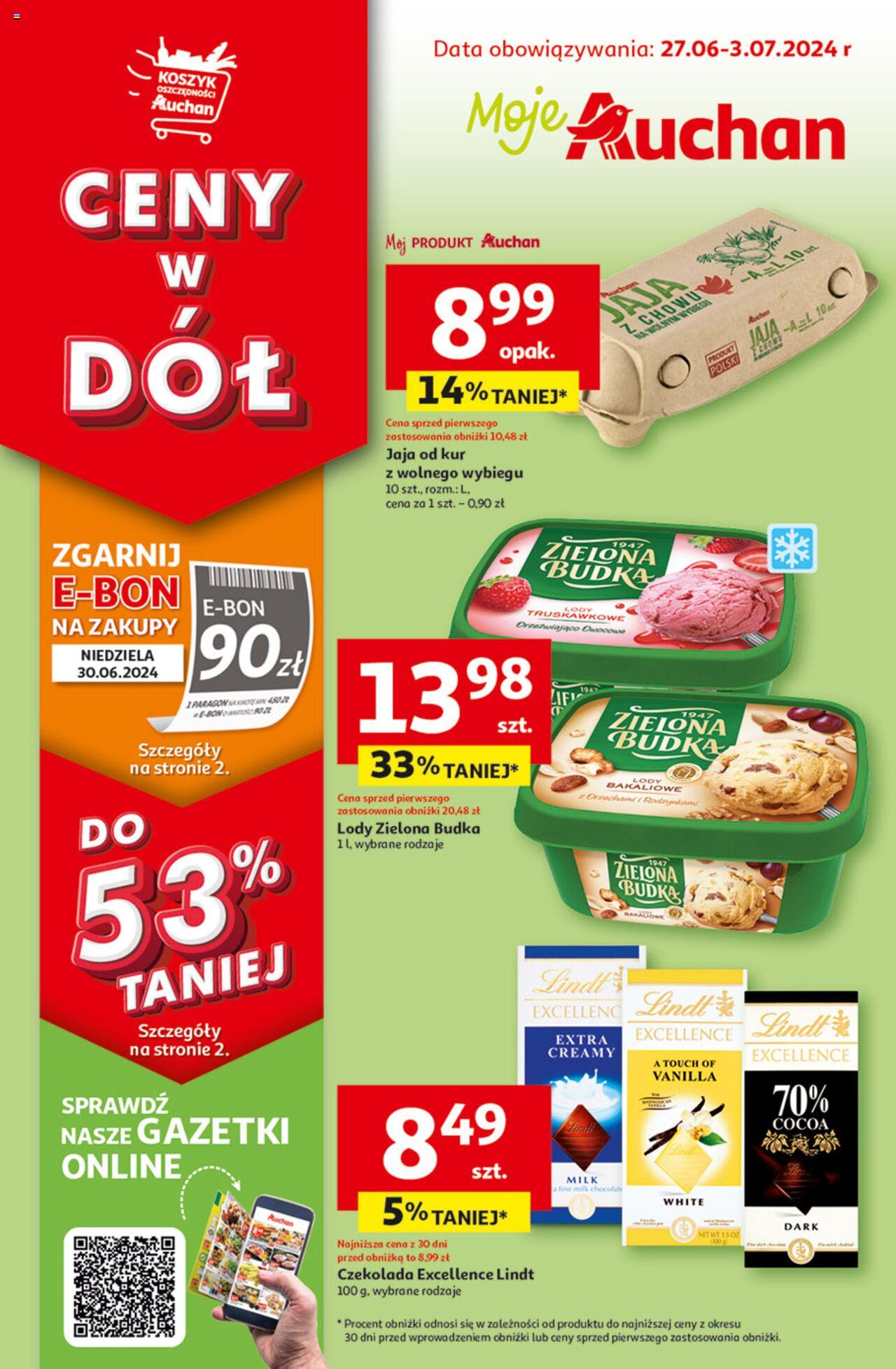 Auchan Ceny w dół Gazetka ważna od 27.06.2024 do 03.07.2024 strona 1