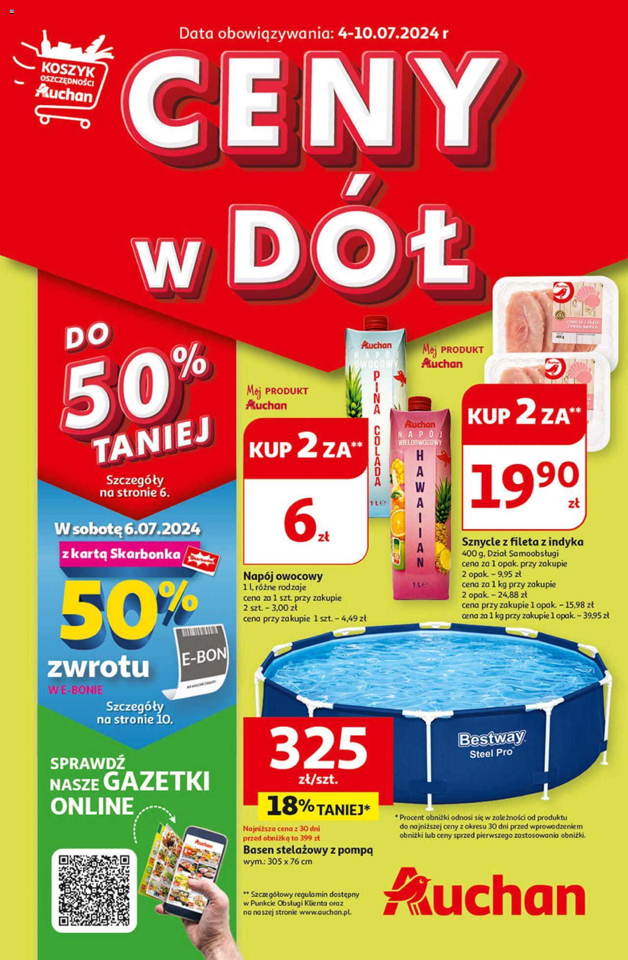Auchan Ceny w dół Hipermarket Gazetka ważna od 04.07.2024 do 10.07.2024 strona 1
