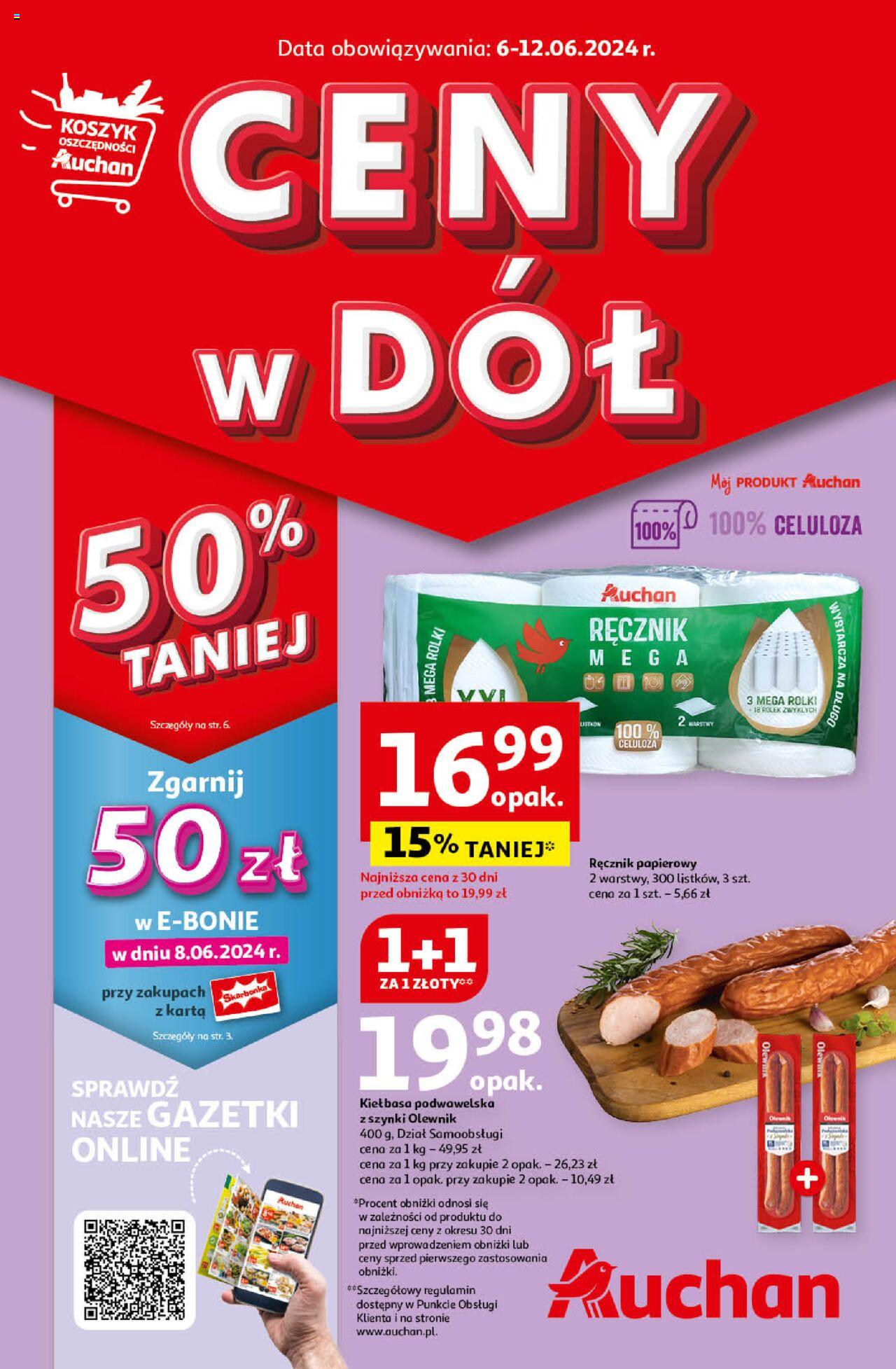 Auchan Ceny w dół Hipermarket Gazetka ważna  od 06.06.2024 do 12.06.2024 strona 1