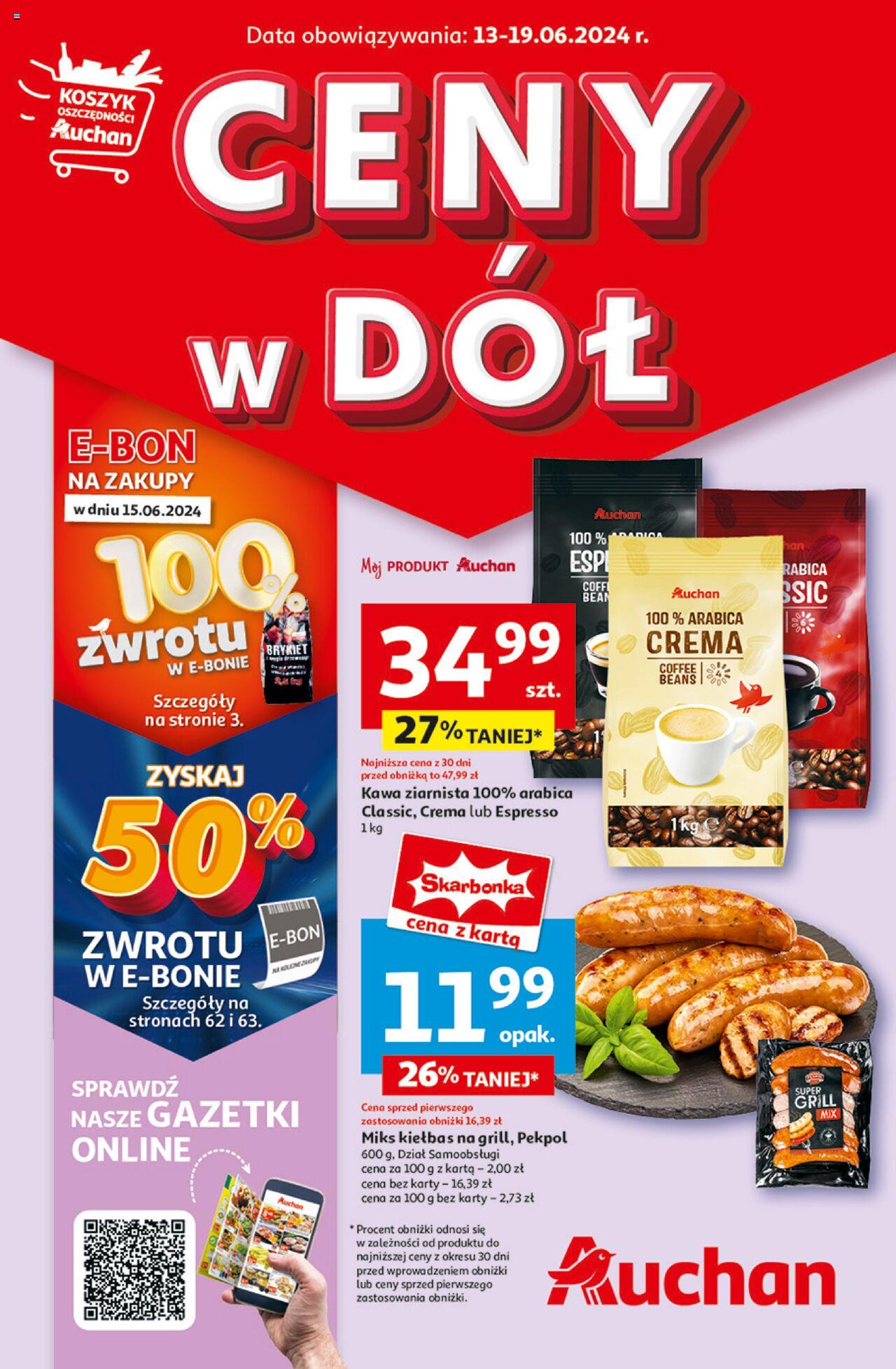 Auchan Ceny w dół Hipermarket Gazetka ważna od 13.06.2024 do 19.06.2024 strona 1