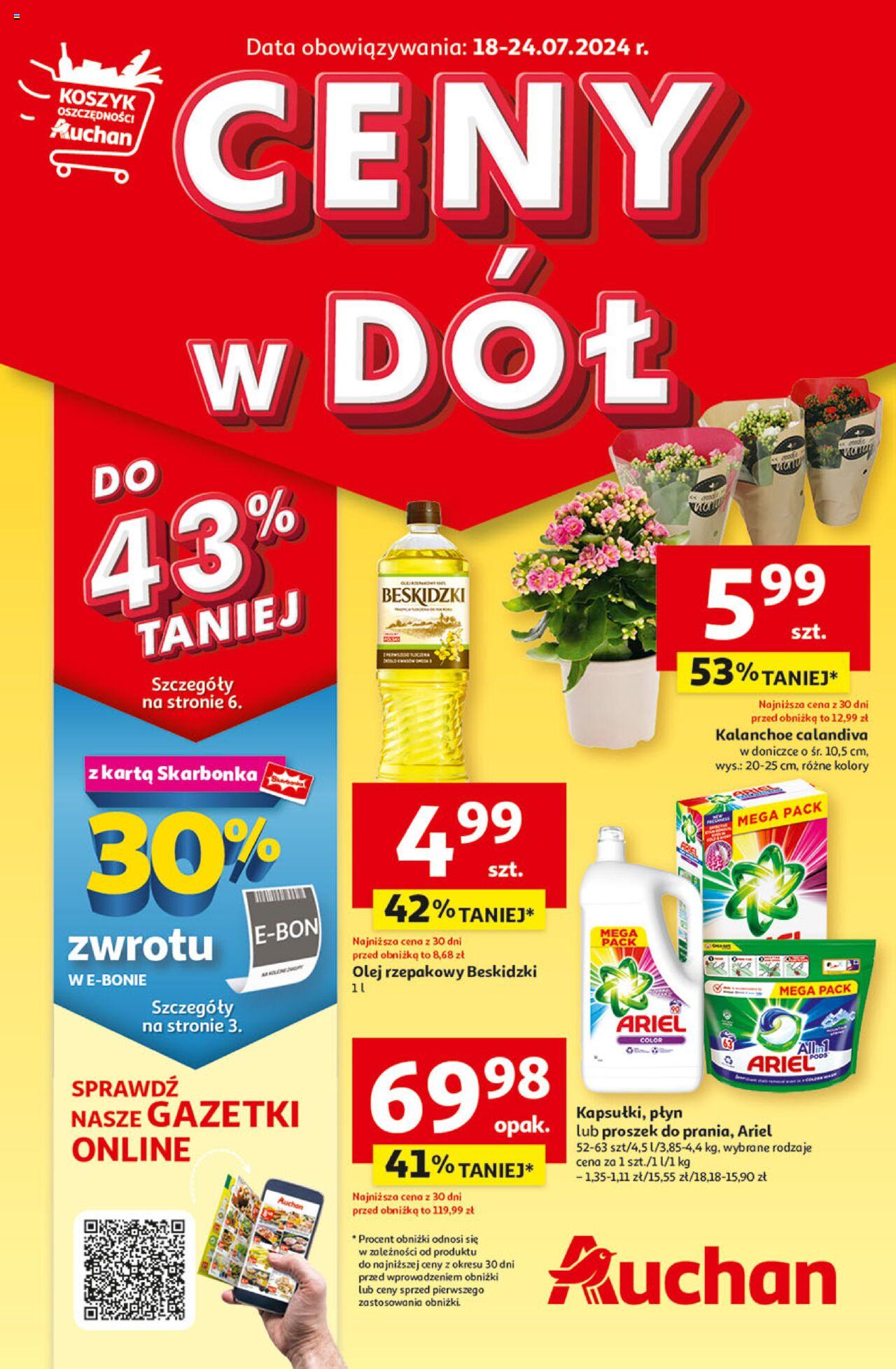 Auchan Ceny w dół Hipermarket Gazetka ważna od 18.07.2024 do 24.07.2024 strona 1
