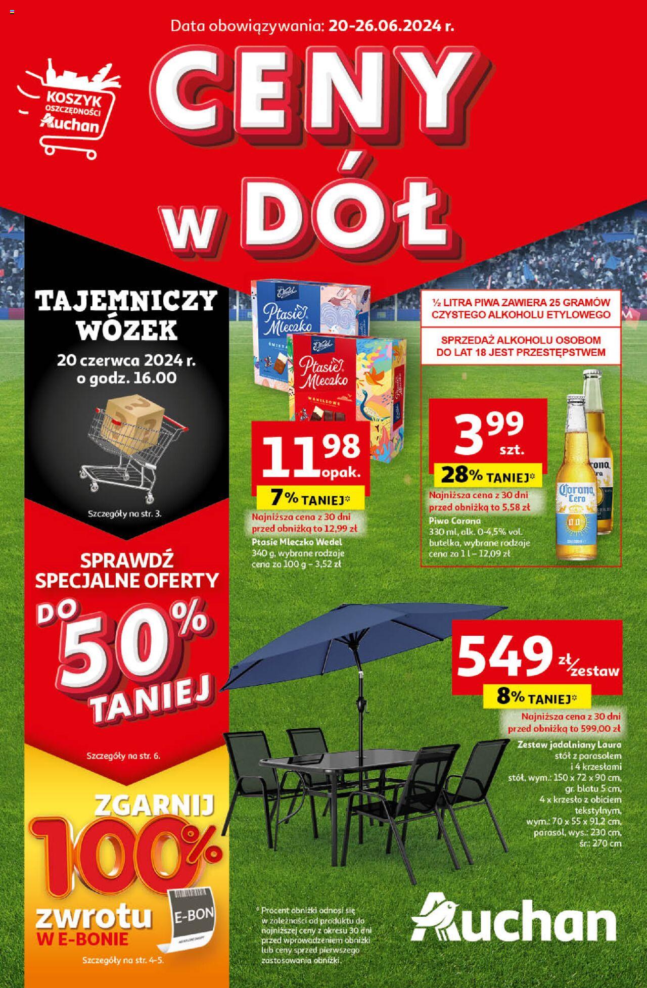 Auchan Ceny w dół Hipermarket Gazetka ważna od 20.06.2024 do 26.06.2024 strona 1