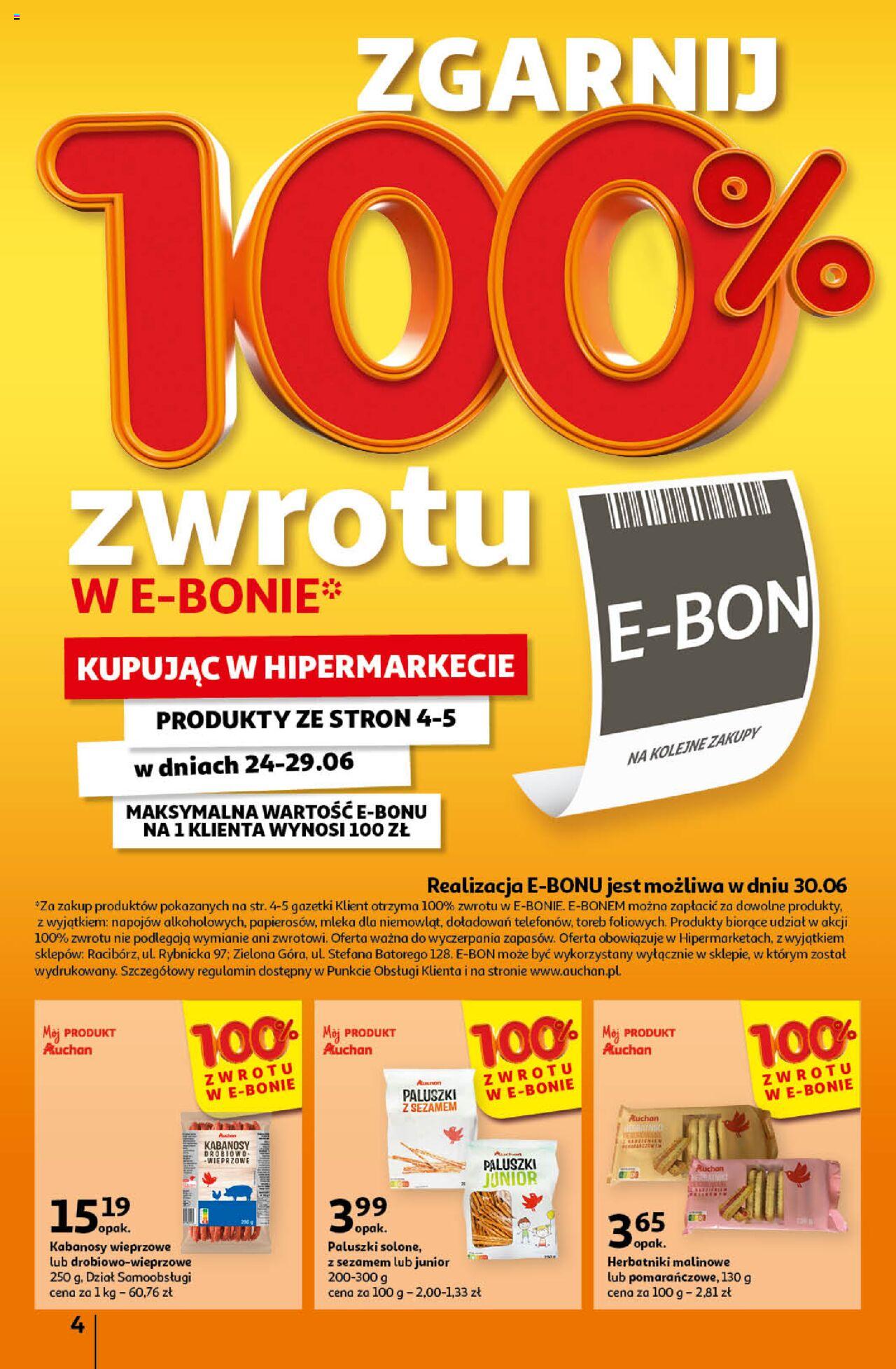 Auchan Ceny w dół Hipermarket Gazetka ważna od 20.06.2024 do 26.06.2024 strona 4