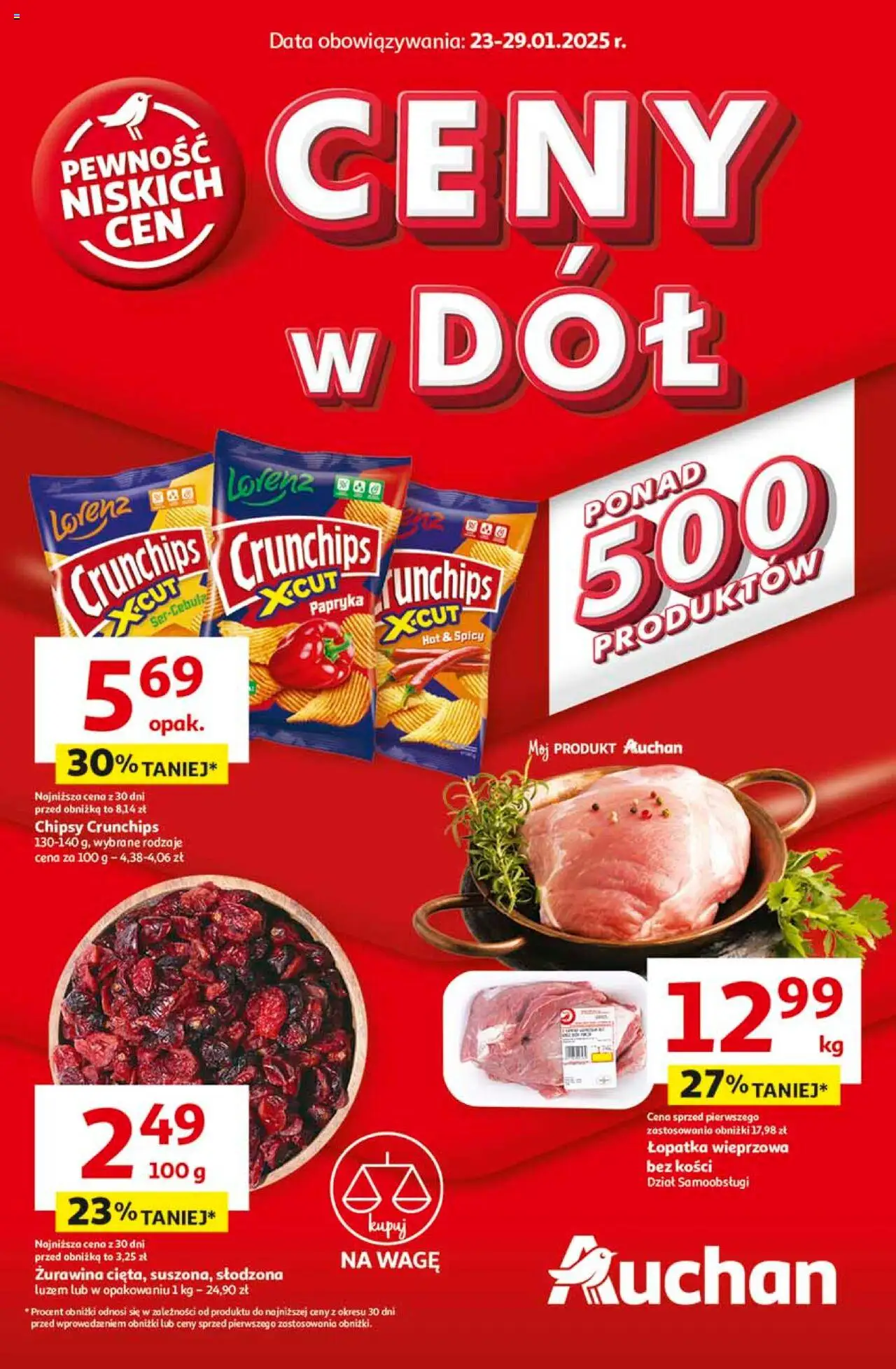 Auchan Ceny w dół Hipermarket Gazetka ważna od 23.01.2025 do 29.01.2025 strona 1
