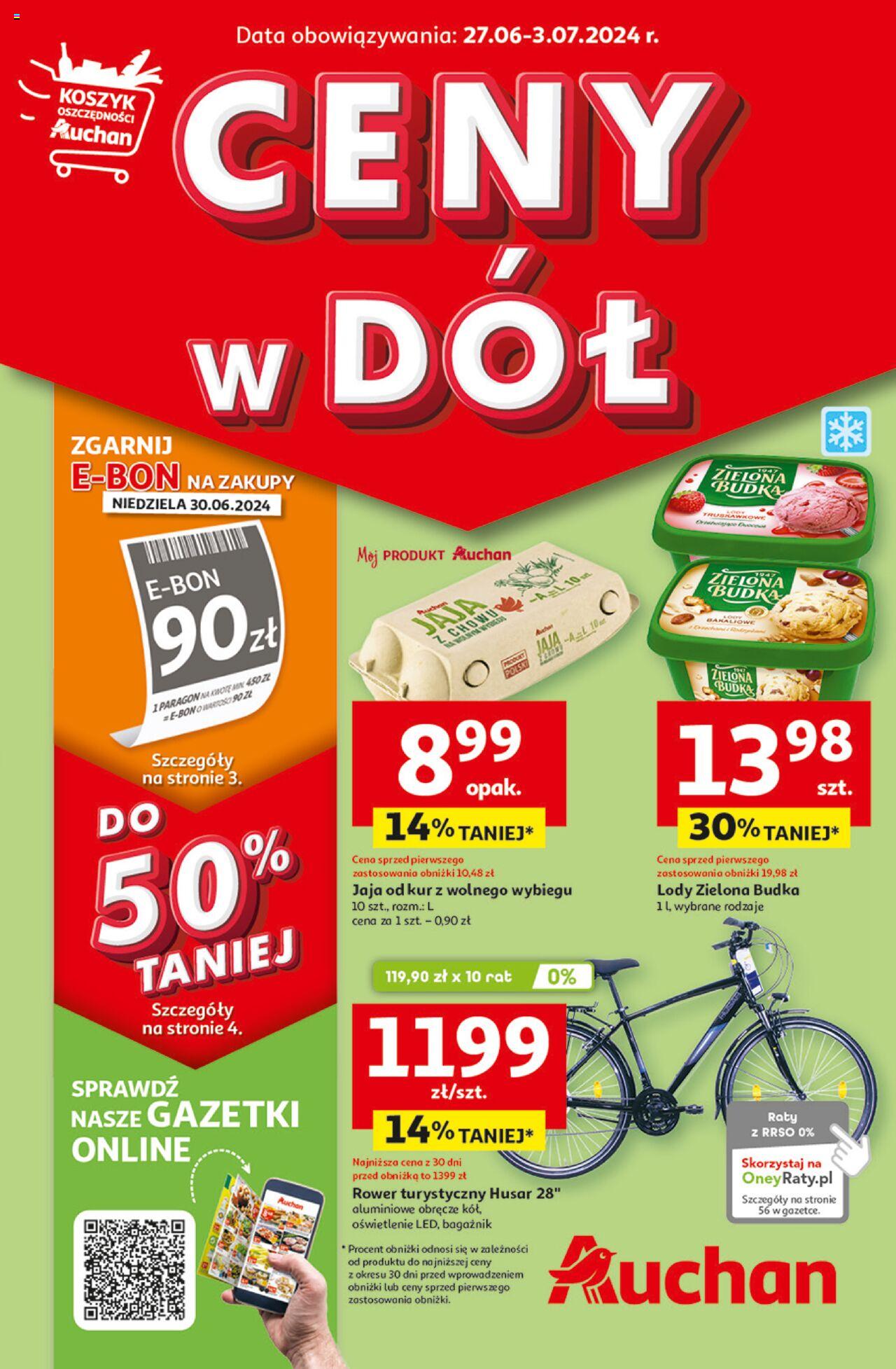 Auchan Ceny w dół Hipermarket Gazetka ważna od 27.06.2024 do 03.07.2024 strona 1