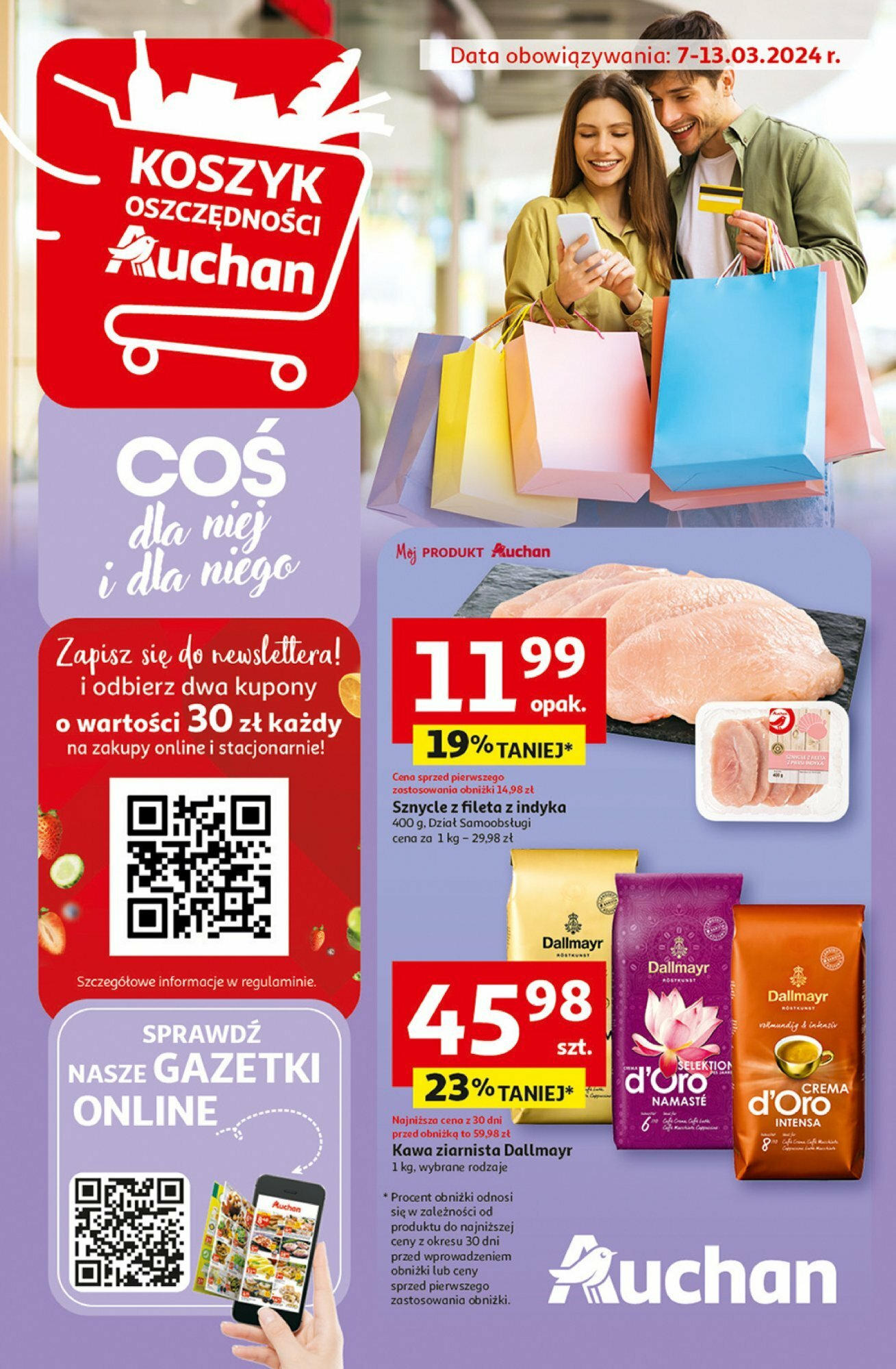 Auchan Coś dla niej i dla niego! Hipermarket Gazetka ważna od 07.03.2024 do 13.03.2024 strona 1