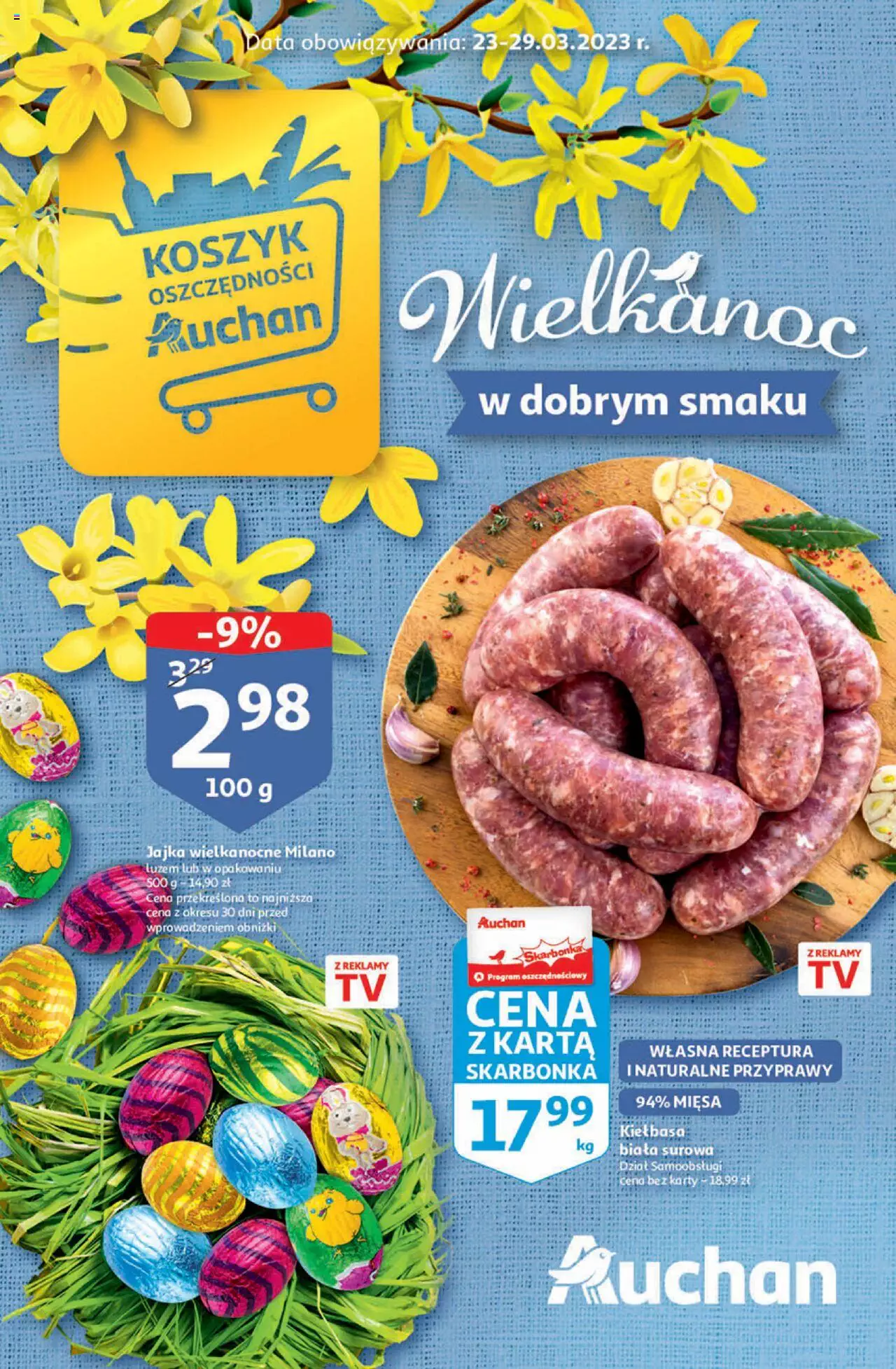 Auchan Gazetka Koszyk Oszczędności Hipermarket ważna  od 23.03.2023 do 29.03.2023 strona 1