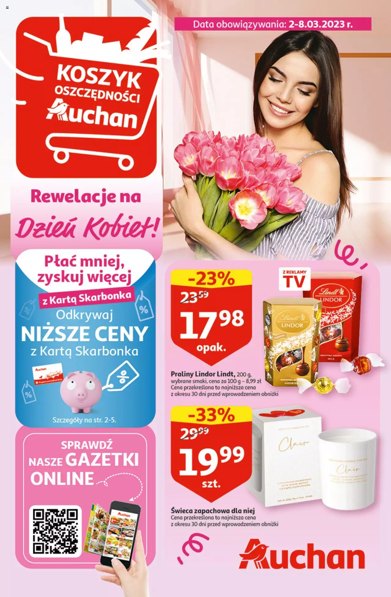 Auchan Gazetka Rewelacje na Dzień Kobiet Hipermarket ważna od 02.03.2023 do 08.03.2023 strona 1