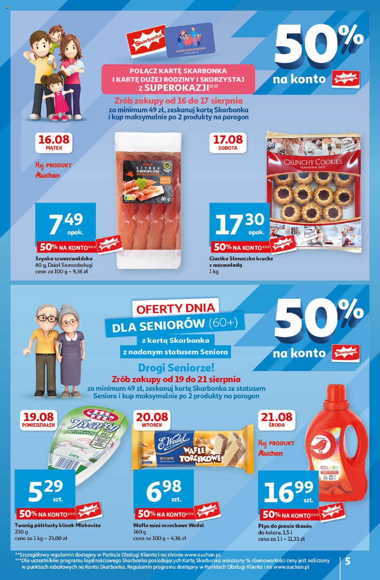 Auchan Jeszcze Lepsze Ceny Hipermarket Gazetka ważna  od 16.08.2024 do 21.08.2024 strona 5