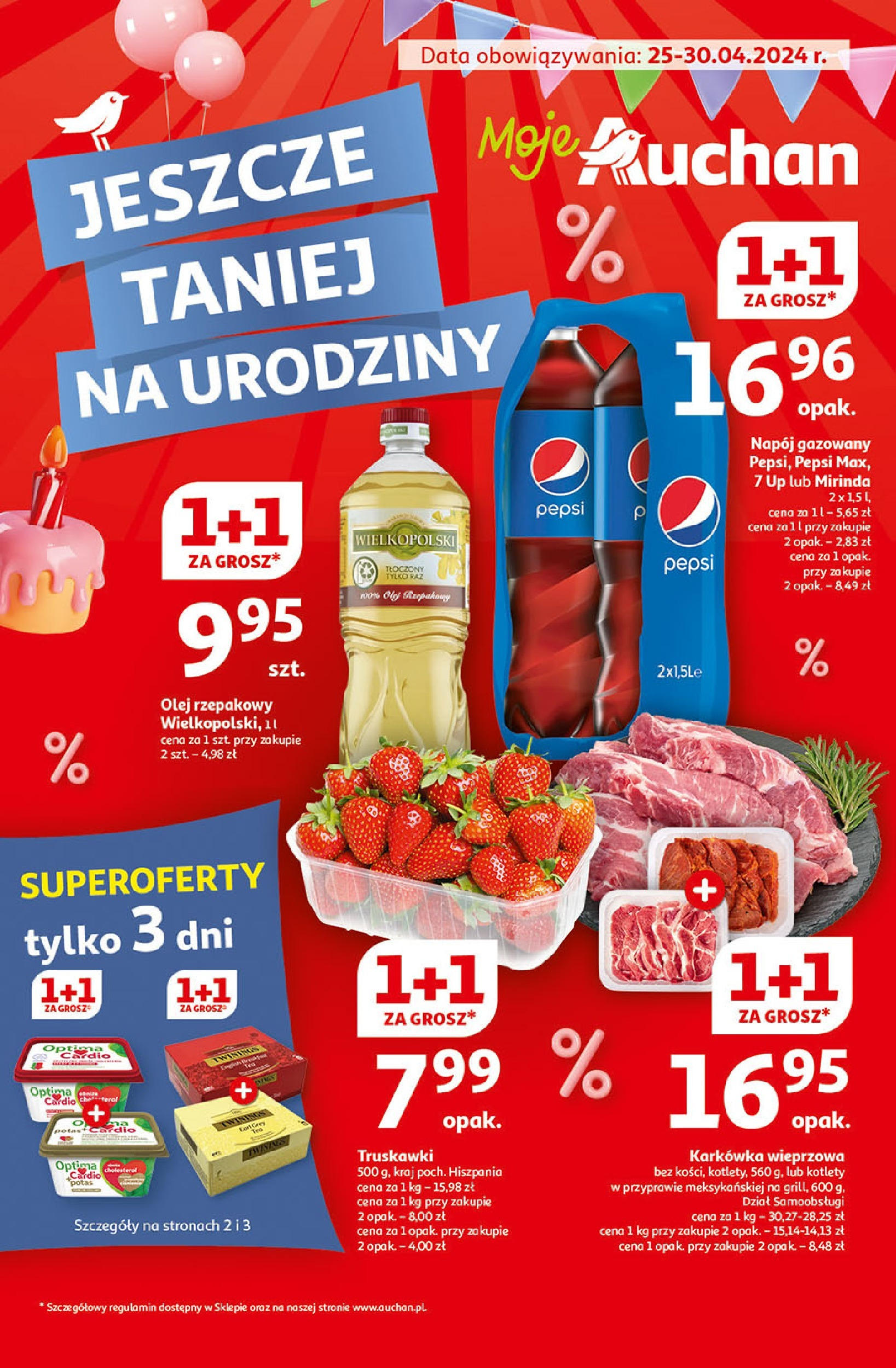 Auchan Jeszcze taniej na urodziny Gazetka ważna od 25.04.2024 do 30.04.2024 strona 1