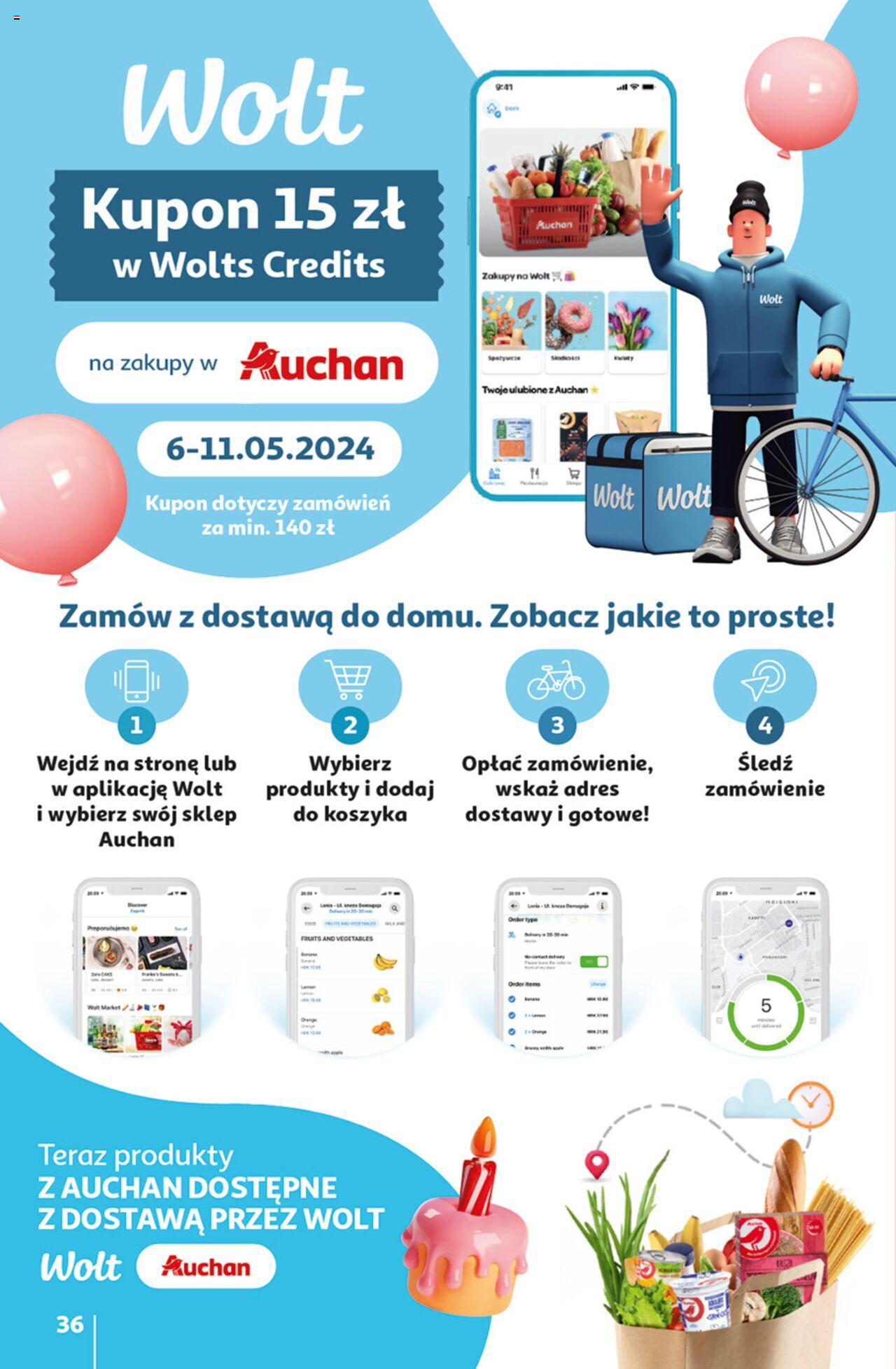 Auchan Jeszcze taniej na urodziny Hipermarket Gazetka ważna od 09.05.2024 do 15.05.2024 strona 36