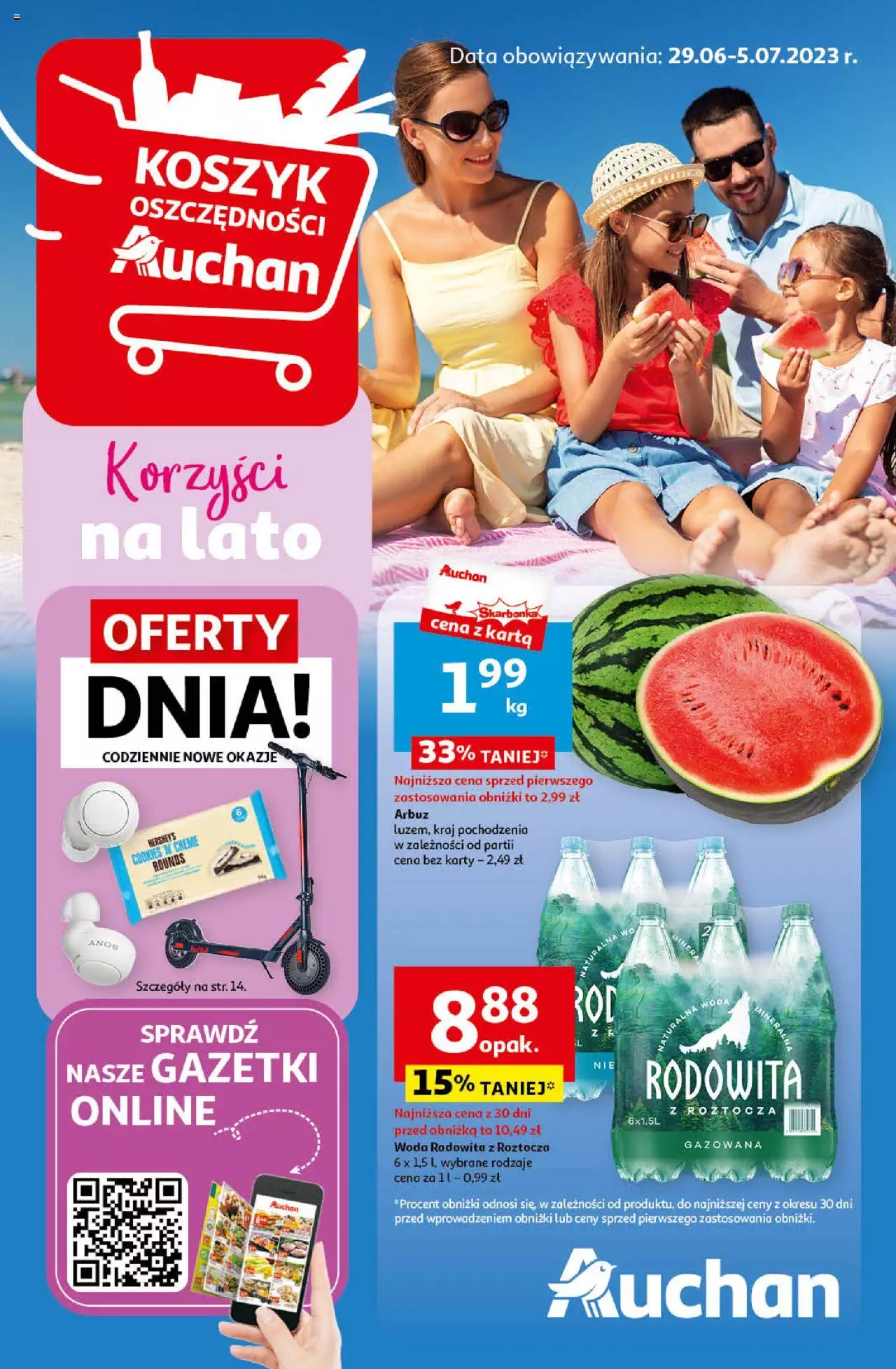 Auchan Korzyści na lato Hipermarket Gazetka ważna od 29.06.2023 do 05.07.2023 strona 1