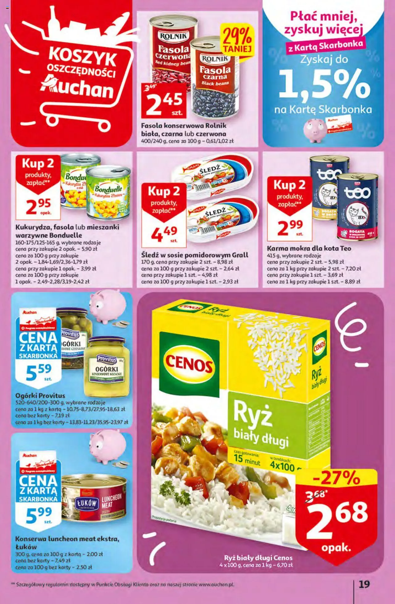 Auchan Korzyści z Kartą Skarbonka Hipermarket Gazetka ważna od 02.02.2023 do 08.02.2023 strona 19