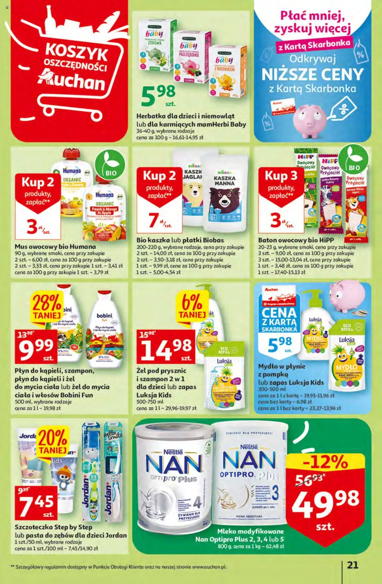 Auchan Korzyści z Kartą Skarbonka Hipermarket Gazetka ważna od 02.02.2023 do 08.02.2023 strona 21