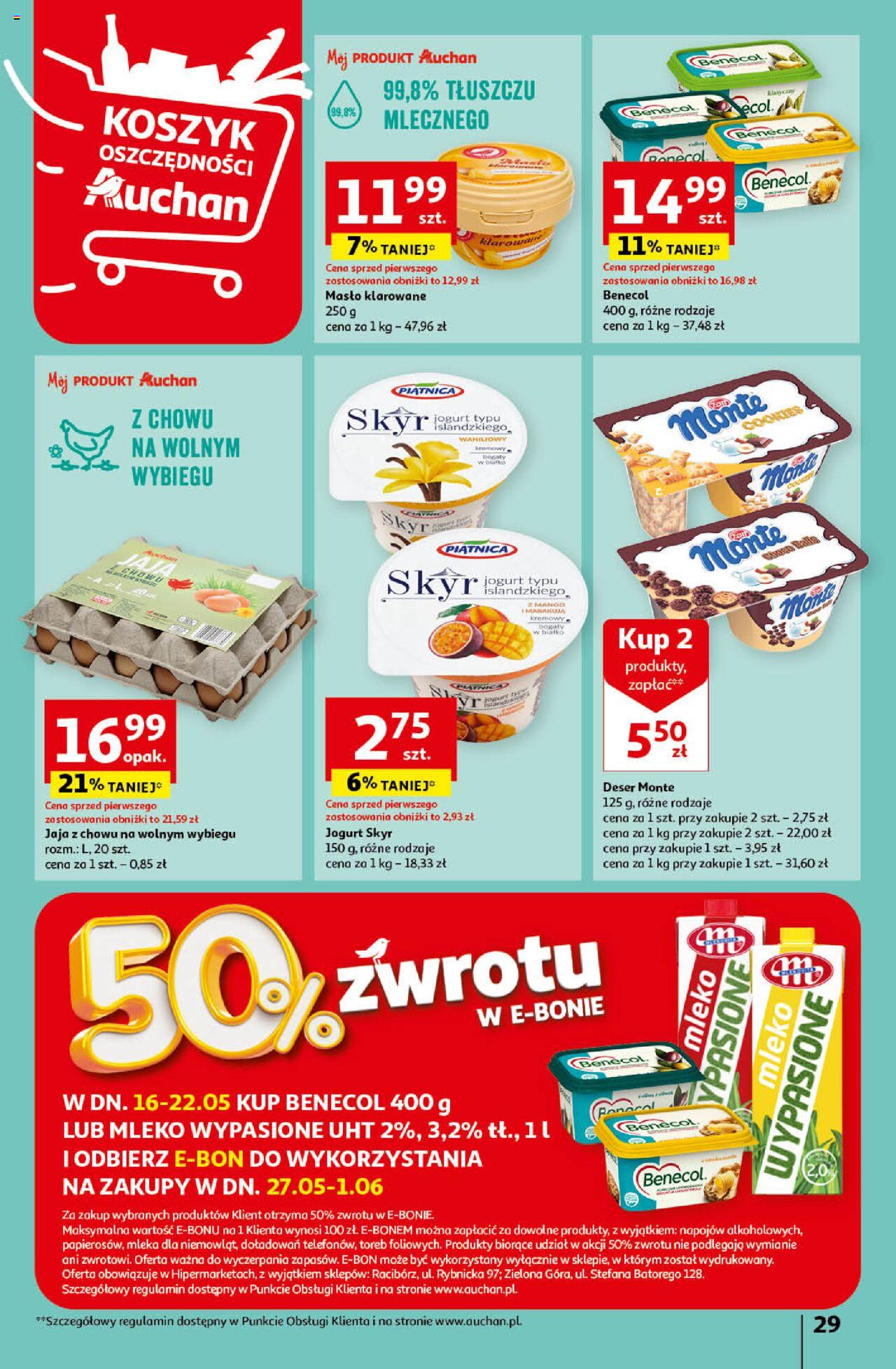 Auchan Koszyk Oszczędności Auchan Hipermarket  Gazetka ważna od 16.05.2024 do 22.05.2024 strona 29