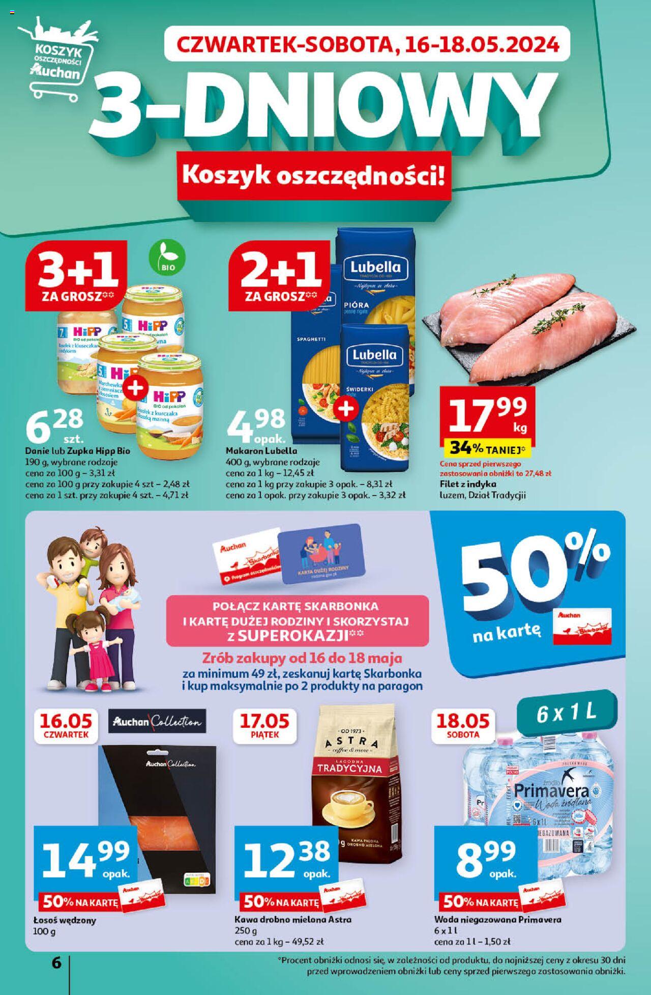 Auchan Koszyk Oszczędności Auchan Hipermarket  Gazetka ważna od 16.05.2024 do 22.05.2024 strona 6