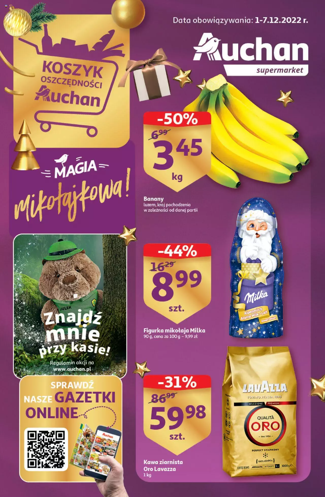 Auchan Magia Mikołajkowa Supermarket Gazetka ważna od 01.12.2022 do 07.12.2022 strona 1