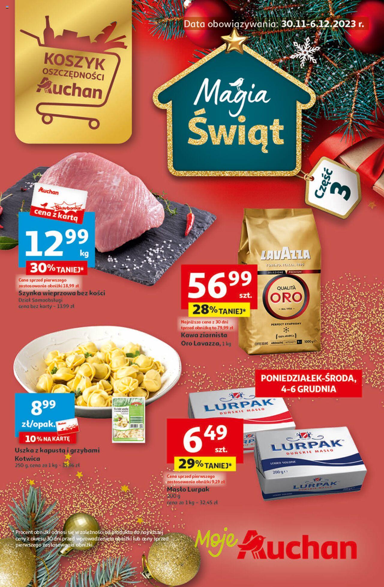 Auchan Magia Świąt Gazetka ważna od 30.11.2023 do 06.12.2023 strona 1