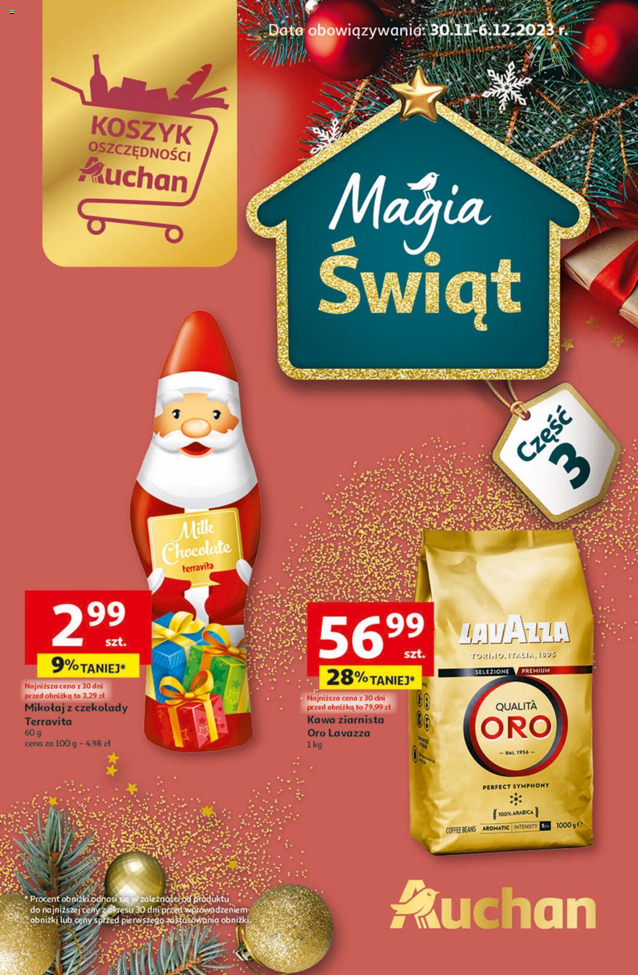 Auchan Magia Świąt  Hipermarket gazetka ważna  od 30.11.2023 do 06.12.2023 strona 1