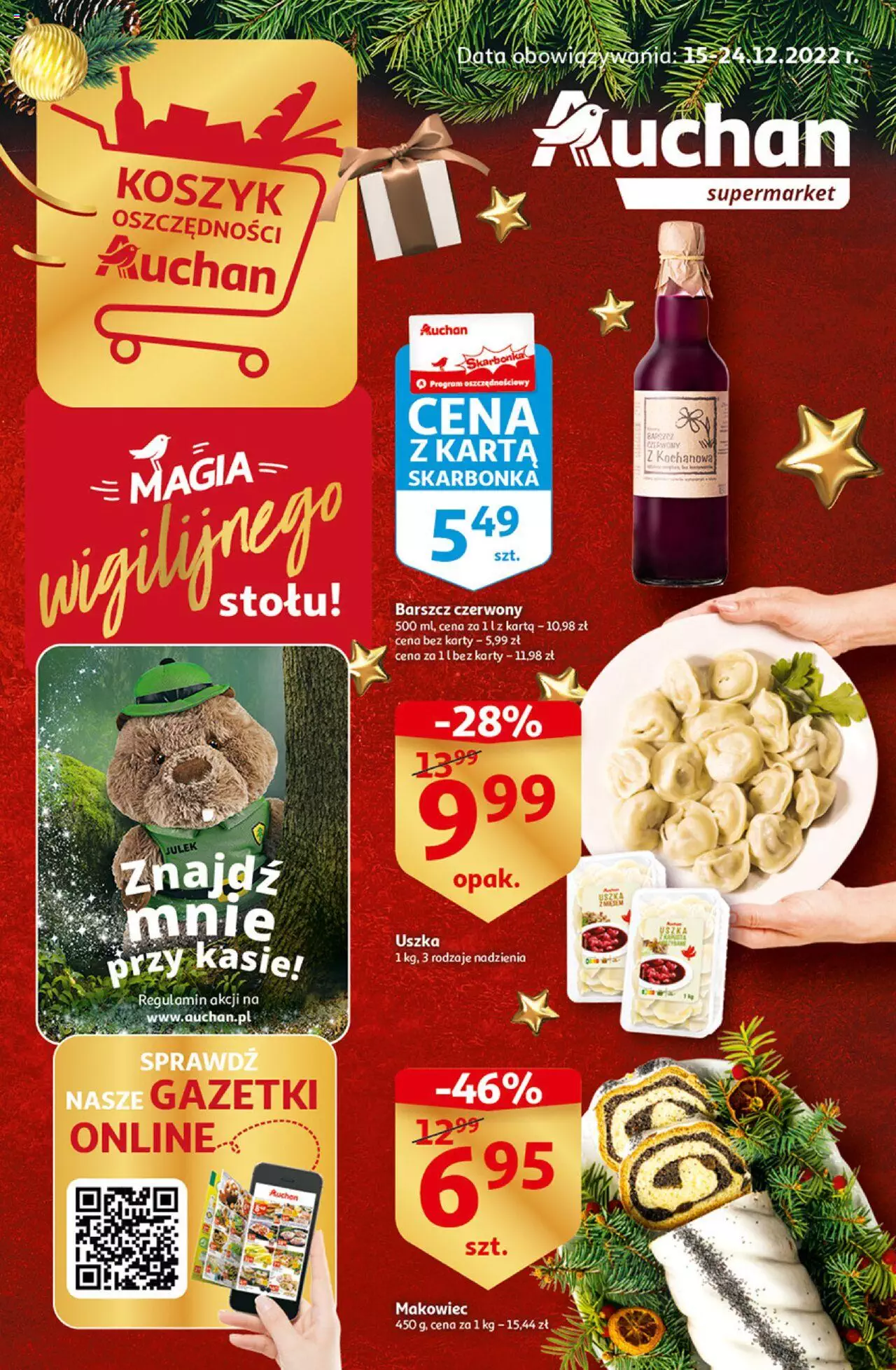 Auchan Magia Wigilijnego Stołu Supermarket Gazetka ważna od 15.12.2022 do 24.12.2022 strona 1