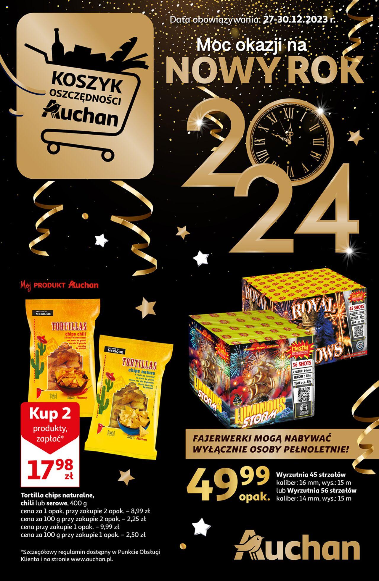 Auchan Moc Okazji na Nowy Rok 2024 Hipermarket Gazetka ważna od 27.12.2023 do 30.12.2023 strona 1