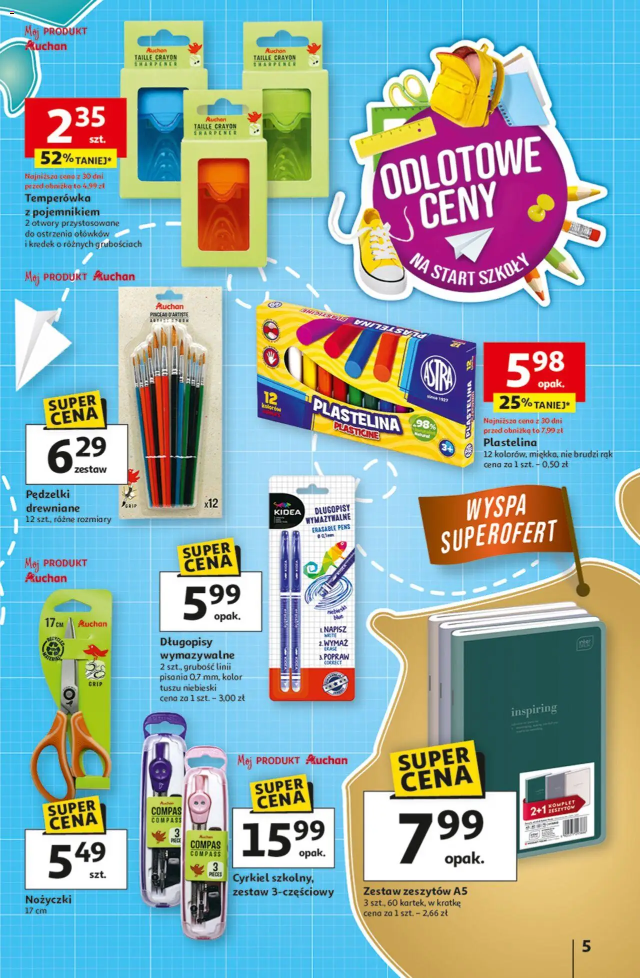 Auchan Odlotowe ceny na start szkoły Hipermarket  Gazetka ważna od 04.09.2025 do 10.09.2025 strona 5